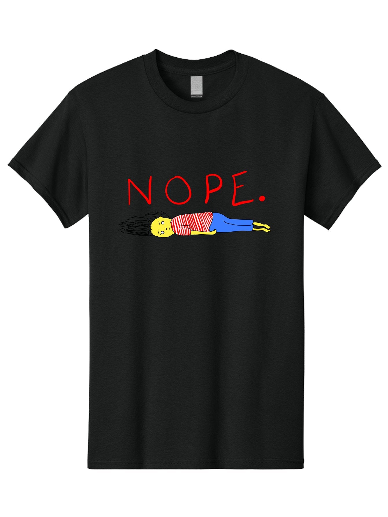 Nope Men'S Graphic Tee, 100% Cotton, Comfortable Casual Summer Wear, Machine Washable, Cartoon Character Lying Down, Refusal, Rejection, Humor, Funny, Relaxed, Laid-Back, Nope Text -  Aaa101 5