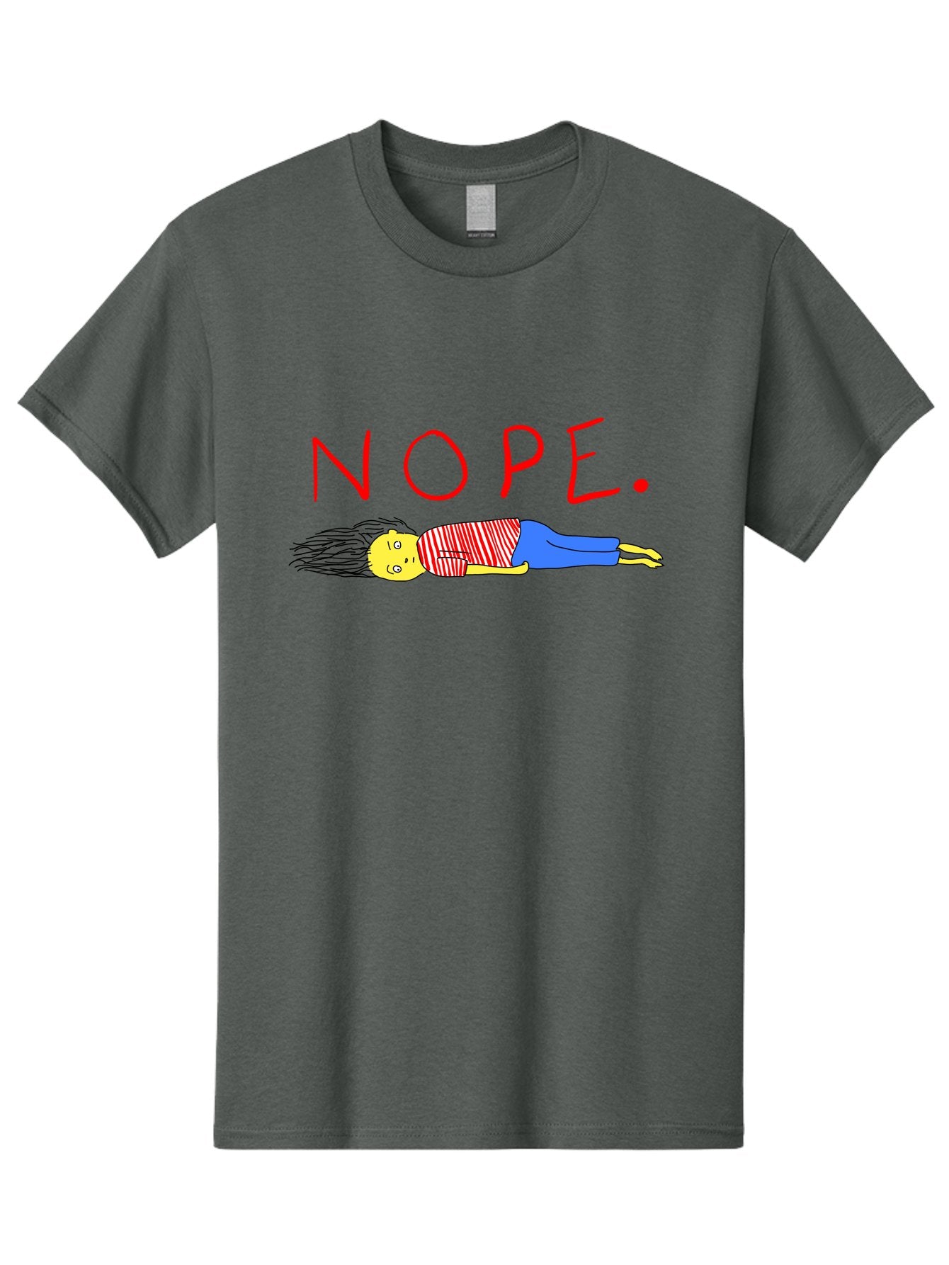 Nope Men'S Graphic Tee, 100% Cotton, Comfortable Casual Summer Wear, Machine Washable, Cartoon Character Lying Down, Refusal, Rejection, Humor, Funny, Relaxed, Laid-Back, Nope Text -  Aaa101 15