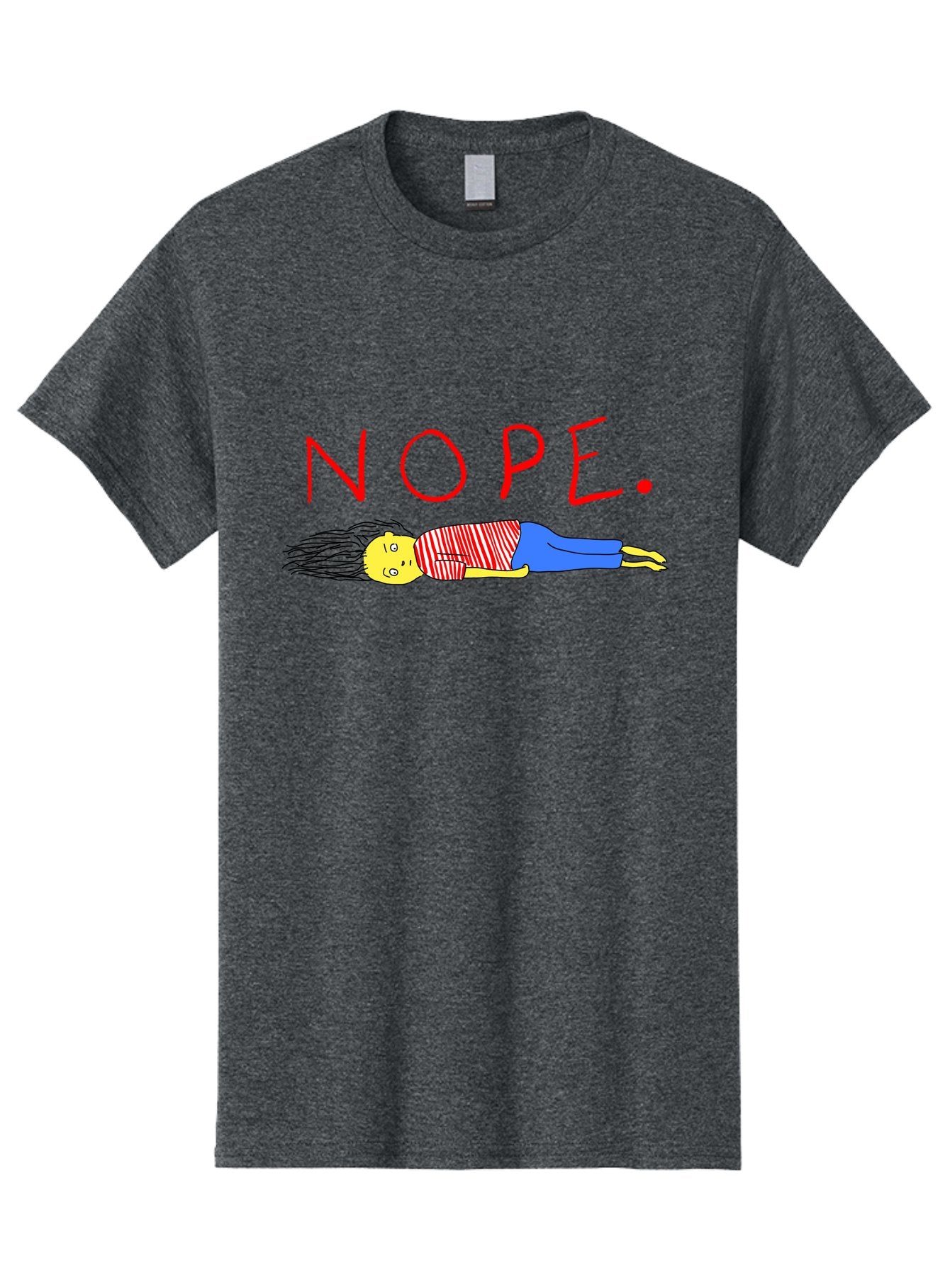 Nope Men'S Graphic Tee, 100% Cotton, Comfortable Casual Summer Wear, Machine Washable, Cartoon Character Lying Down, Refusal, Rejection, Humor, Funny, Relaxed, Laid-Back, Nope Text -  Aaa101 27