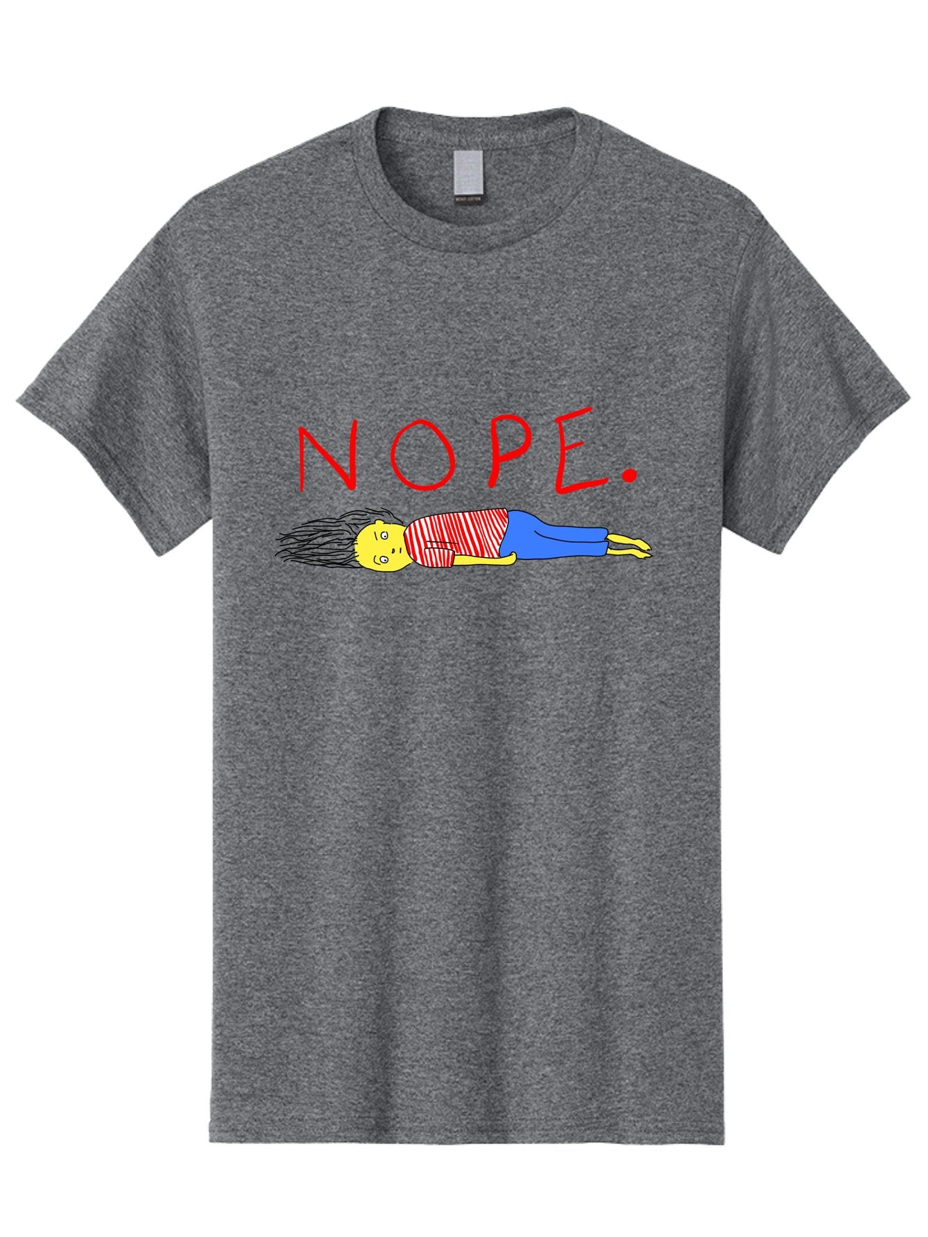 Nope Men'S Graphic Tee, 100% Cotton, Comfortable Casual Summer Wear, Machine Washable, Cartoon Character Lying Down, Refusal, Rejection, Humor, Funny, Relaxed, Laid-Back, Nope Text -  Aaa101 11
