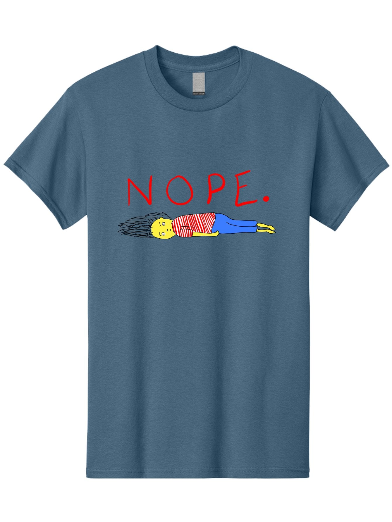 Nope Men'S Graphic Tee, 100% Cotton, Comfortable Casual Summer Wear, Machine Washable, Cartoon Character Lying Down, Refusal, Rejection, Humor, Funny, Relaxed, Laid-Back, Nope Text -  Aaa101 19
