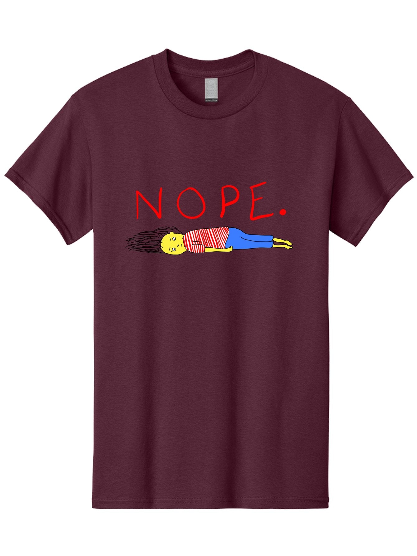 Nope Men'S Graphic Tee, 100% Cotton, Comfortable Casual Summer Wear, Machine Washable, Cartoon Character Lying Down, Refusal, Rejection, Humor, Funny, Relaxed, Laid-Back, Nope Text -  Aaa101 13