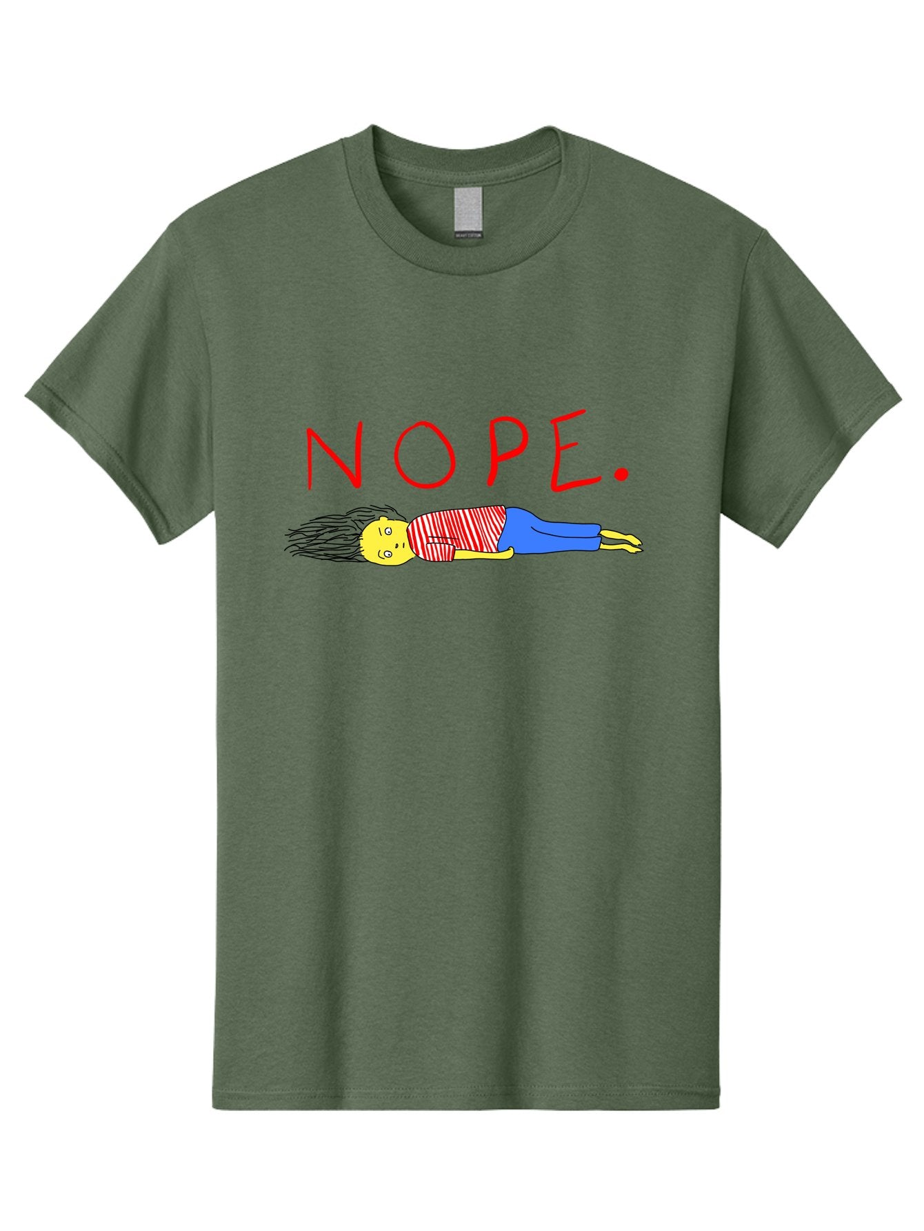 Nope Men'S Graphic Tee, 100% Cotton, Comfortable Casual Summer Wear, Machine Washable, Cartoon Character Lying Down, Refusal, Rejection, Humor, Funny, Relaxed, Laid-Back, Nope Text -  Aaa101 9