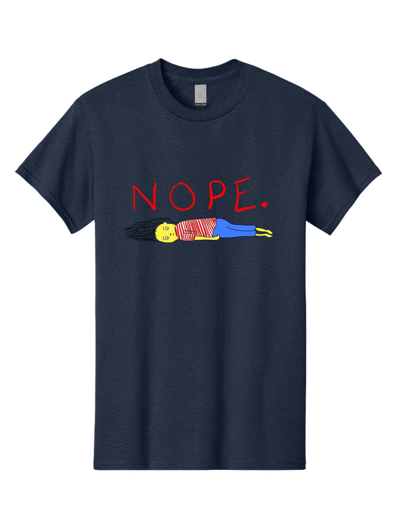Nope Men'S Graphic Tee, 100% Cotton, Comfortable Casual Summer Wear, Machine Washable, Cartoon Character Lying Down, Refusal, Rejection, Humor, Funny, Relaxed, Laid-Back, Nope Text -  Aaa101 7