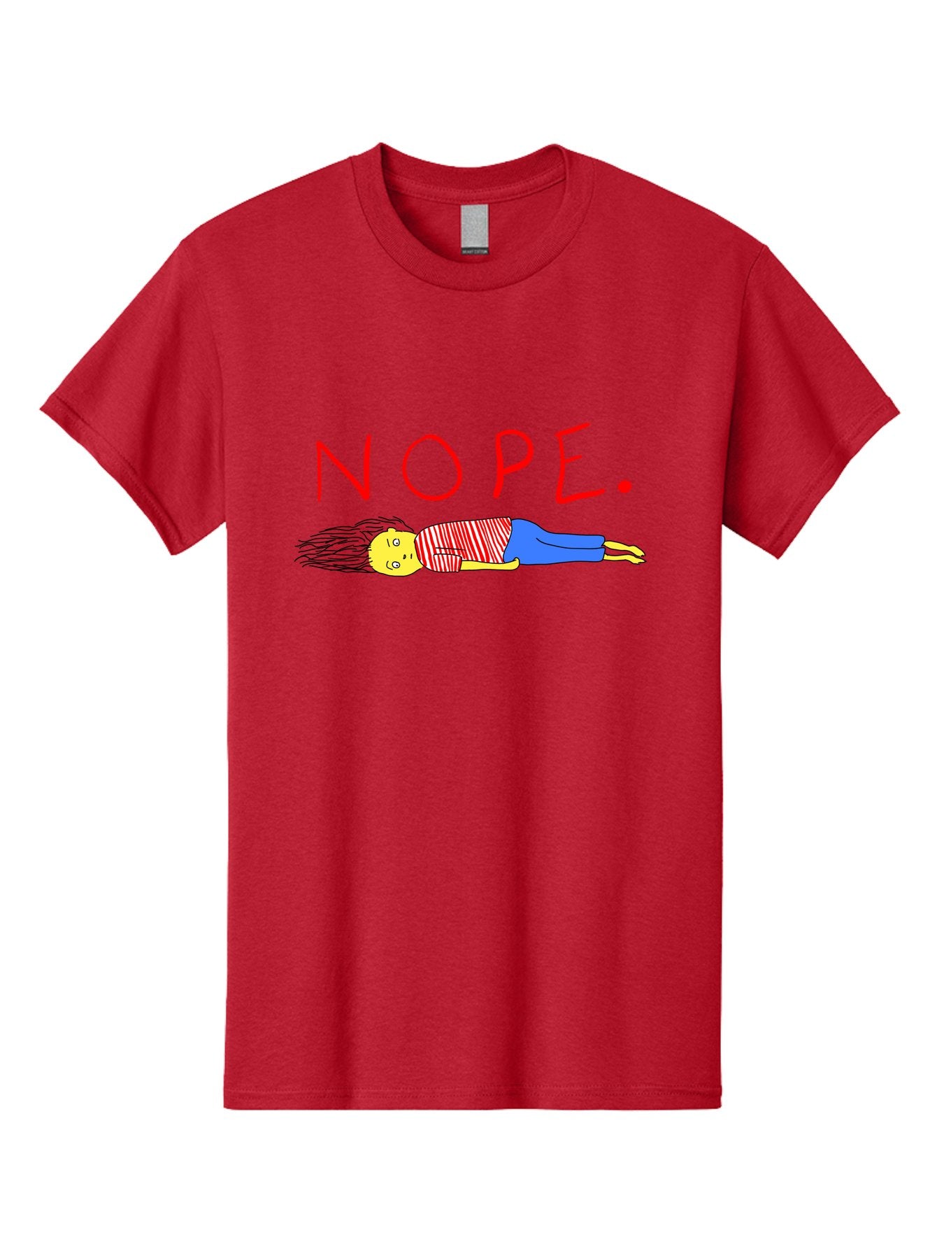 Nope Men'S Graphic Tee, 100% Cotton, Comfortable Casual Summer Wear, Machine Washable, Cartoon Character Lying Down, Refusal, Rejection, Humor, Funny, Relaxed, Laid-Back, Nope Text -  Aaa101 3