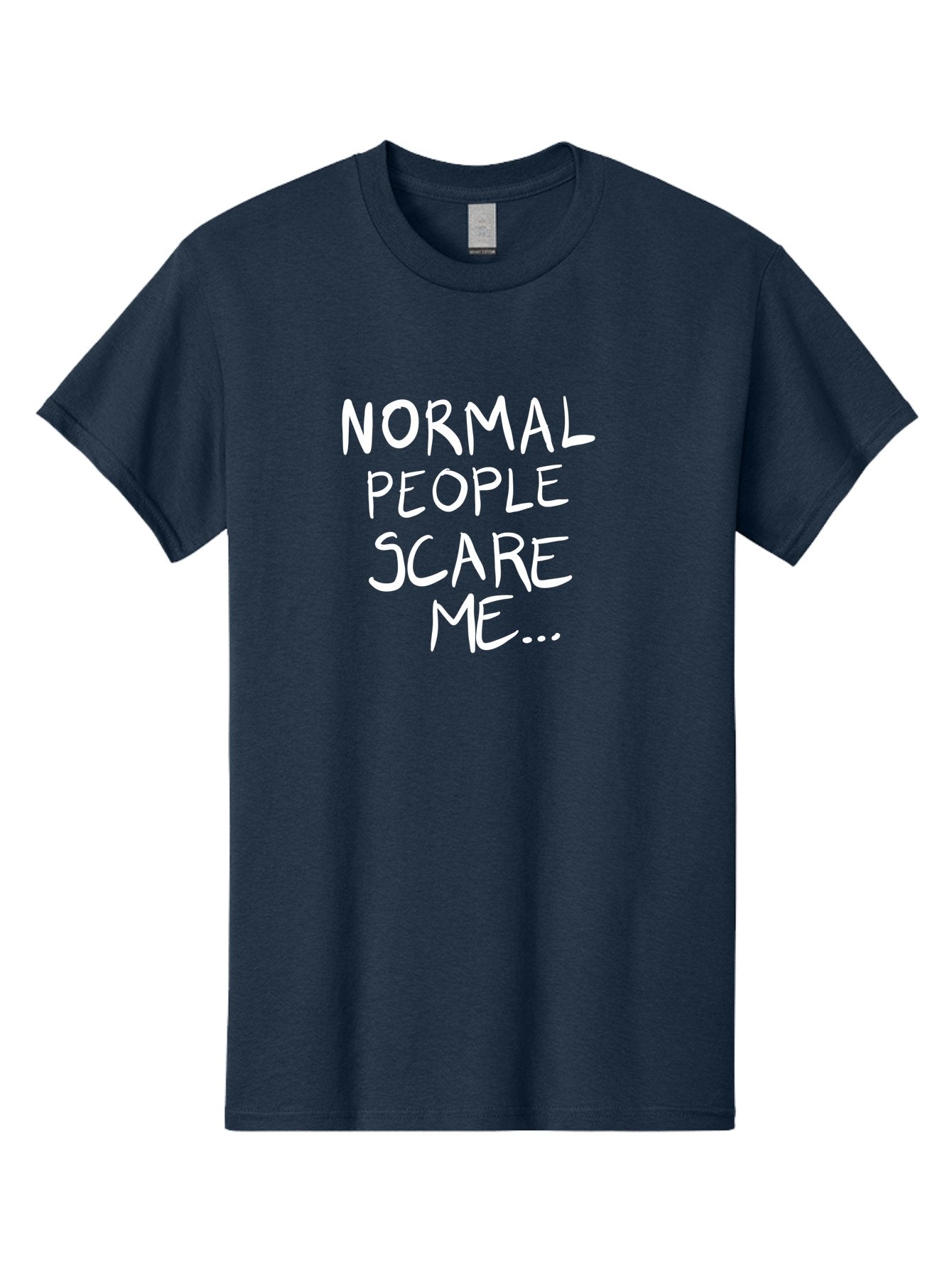 Normal-People-Scare-Me Men'S Graphic Tee, 100% Cotton, Comfortable Casual Summer Wear, Machine Washable, Normal People Scare Me, Inspirational Quotes, Funny Sayings, Quirky Humor, Handwritten Text, Bold Statements, Sarcastic Expression -  Aaa102 23