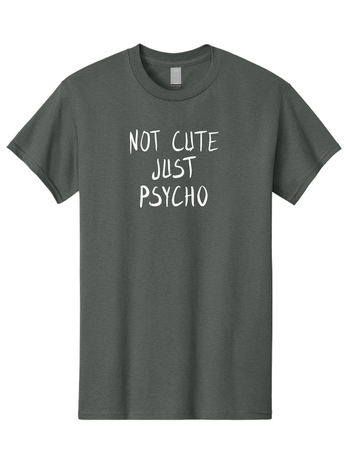 Not-Cute-Just-Psycho Men'S Graphic Tee, 100% Cotton, Comfortable Casual Summer Wear, Machine Washable, Funny Quotes, Sarcastic Humor, Quirky Phrases, Humoristic Sayings, Psycho, Cute, Witty Remarks, Bold Statements -  Aaa103 25