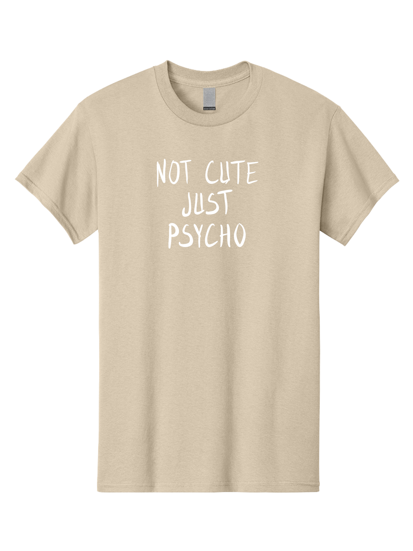 Not-Cute-Just-Psycho Men'S Graphic Tee, 100% Cotton, Comfortable Casual Summer Wear, Machine Washable, Funny Quotes, Sarcastic Humor, Quirky Phrases, Humoristic Sayings, Psycho, Cute, Witty Remarks, Bold Statements -  Aaa103