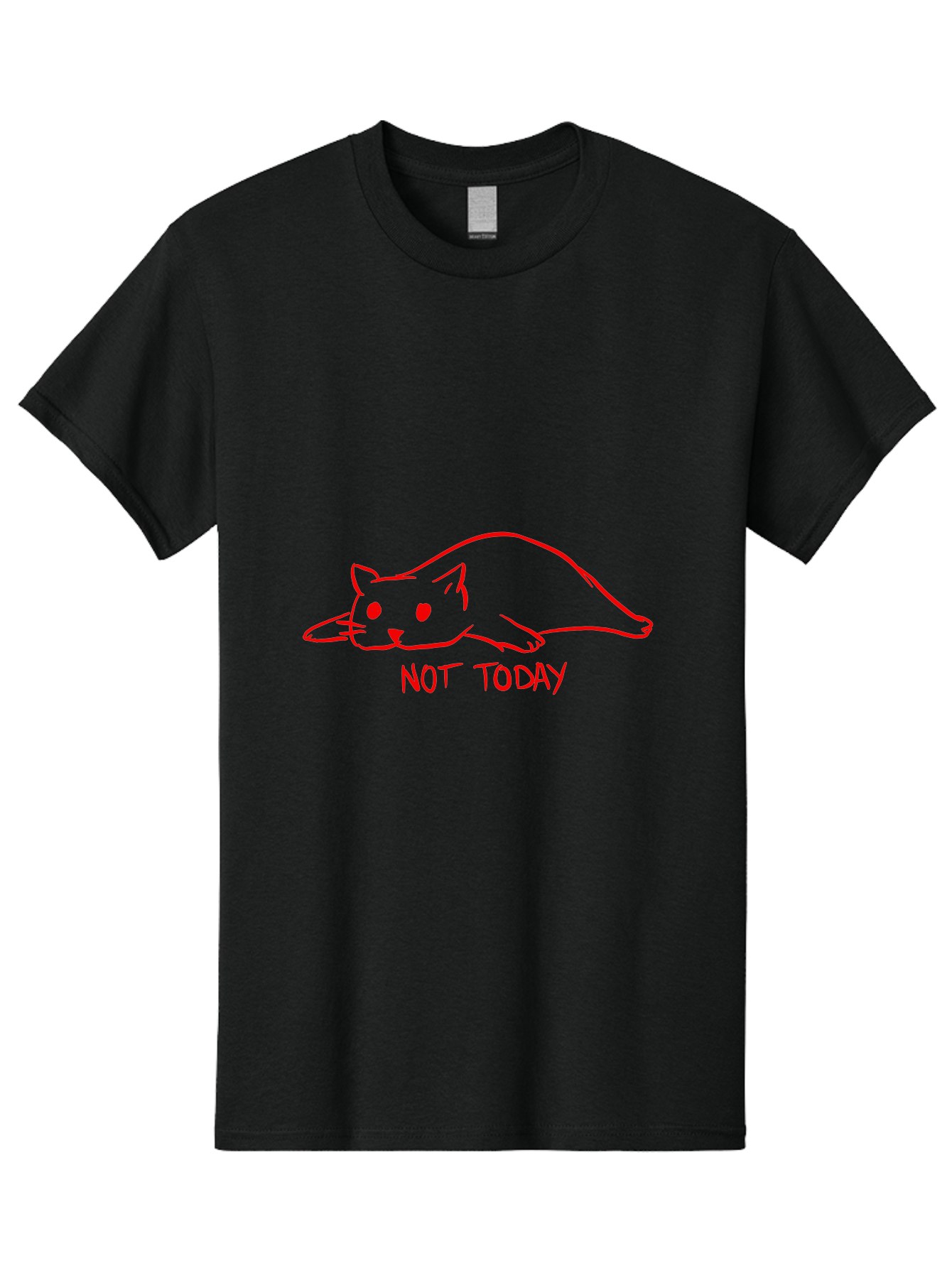 Not-Today-Cat Men'S Graphic Tee, 100% Cotton, Comfortable Casual Summer Wear, Machine Washable, Lazy Cat, Relaxed Cat, Cat Saying No, Not Today Quote, Funny Cat Meme, Humorous Illustration, Cartoon Cat, Simple Drawing -  Aaa104