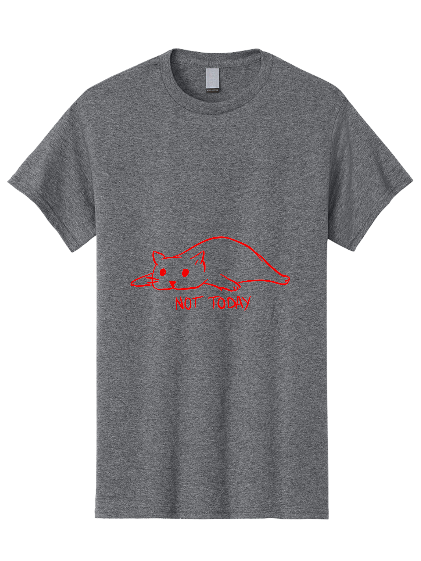 Not-Today-Cat Men'S Graphic Tee, 100% Cotton, Comfortable Casual Summer Wear, Machine Washable, Lazy Cat, Relaxed Cat, Cat Saying No, Not Today Quote, Funny Cat Meme, Humorous Illustration, Cartoon Cat, Simple Drawing -  Aaa104 15