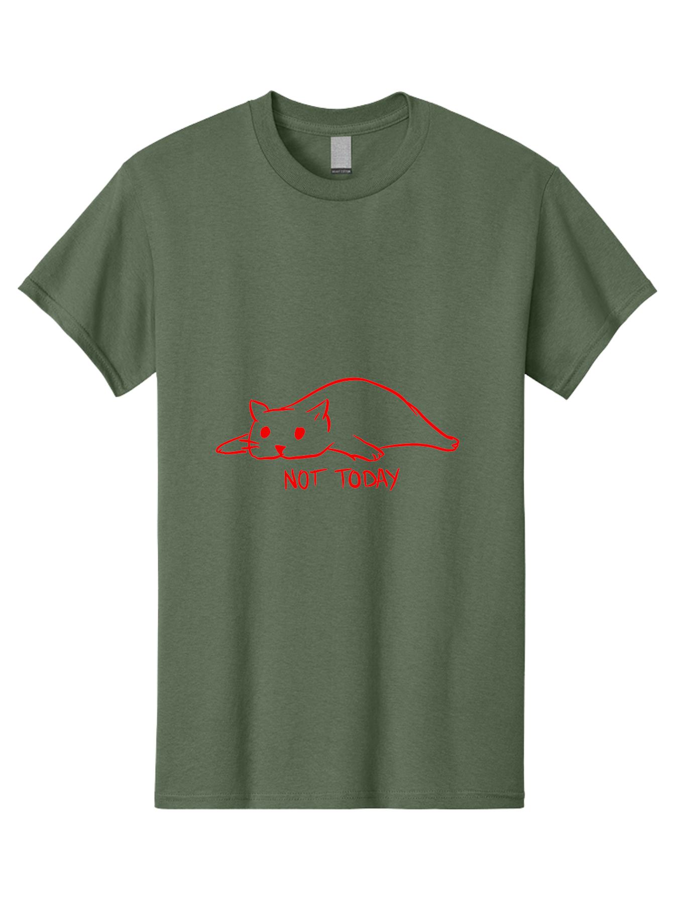 Not-Today-Cat Men'S Graphic Tee, 100% Cotton, Comfortable Casual Summer Wear, Machine Washable, Lazy Cat, Relaxed Cat, Cat Saying No, Not Today Quote, Funny Cat Meme, Humorous Illustration, Cartoon Cat, Simple Drawing -  Aaa104