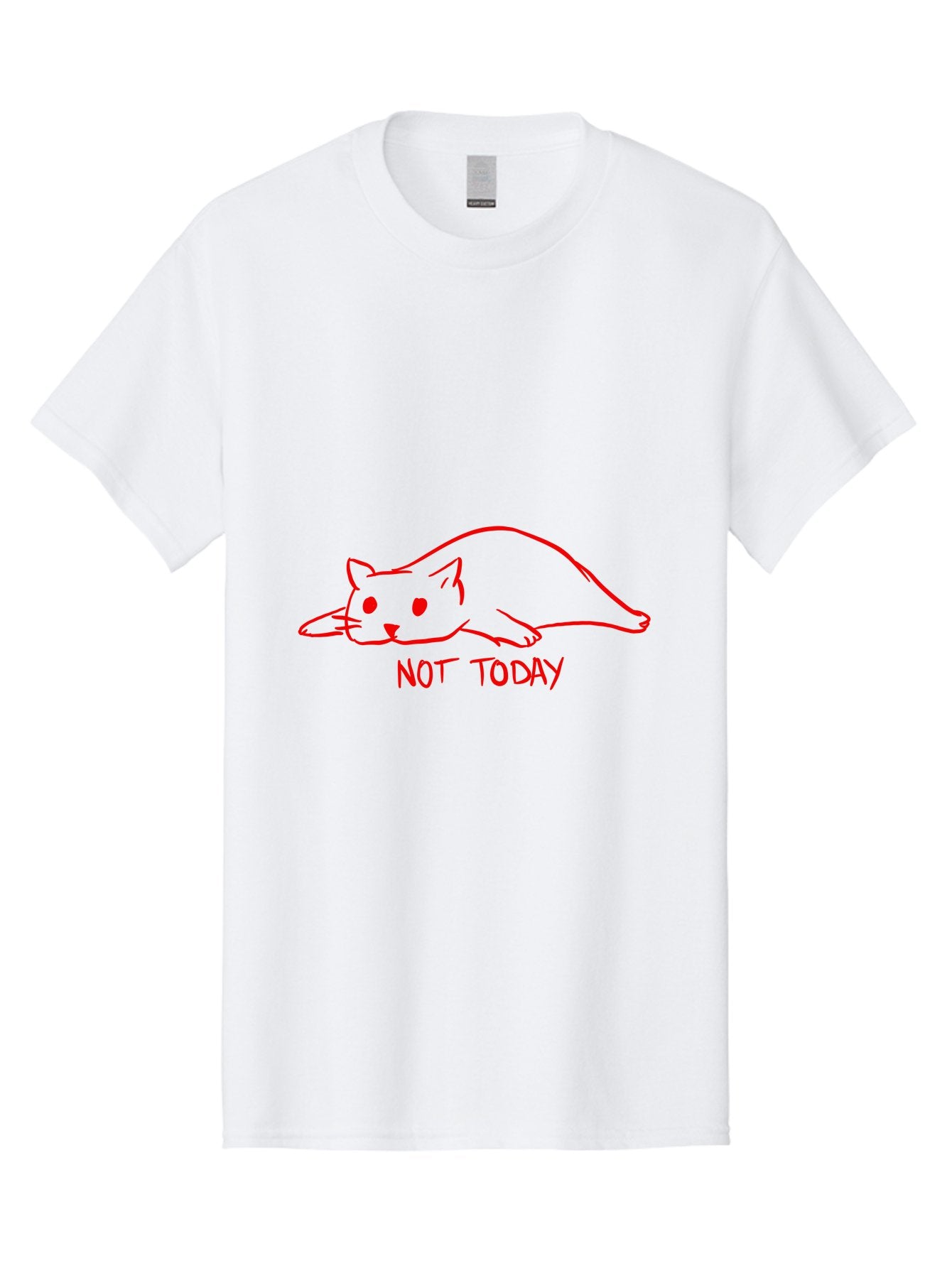 Not-Today-Cat Men'S Graphic Tee, 100% Cotton, Comfortable Casual Summer Wear, Machine Washable, Lazy Cat, Relaxed Cat, Cat Saying No, Not Today Quote, Funny Cat Meme, Humorous Illustration, Cartoon Cat, Simple Drawing -  Aaa104 5