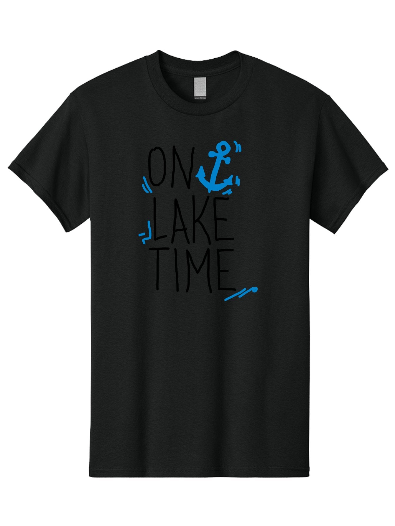 On-Lake-Time Men'S Graphic Tee, 100% Cotton, Comfortable Casual Summer Wear, Machine Washable, Lake Life, Anchor Symbol, Lake Time, Water Activities, Boating, Sailing, Relaxation, Leisure Time, Summer Fun, Nautical Theme -  Aaa105 29
