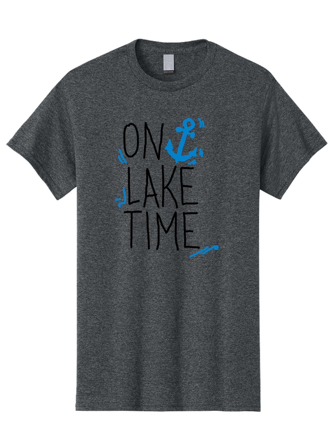 On-Lake-Time Men'S Graphic Tee, 100% Cotton, Comfortable Casual Summer Wear, Machine Washable, Lake Life, Anchor Symbol, Lake Time, Water Activities, Boating, Sailing, Relaxation, Leisure Time, Summer Fun, Nautical Theme -  Aaa105 11