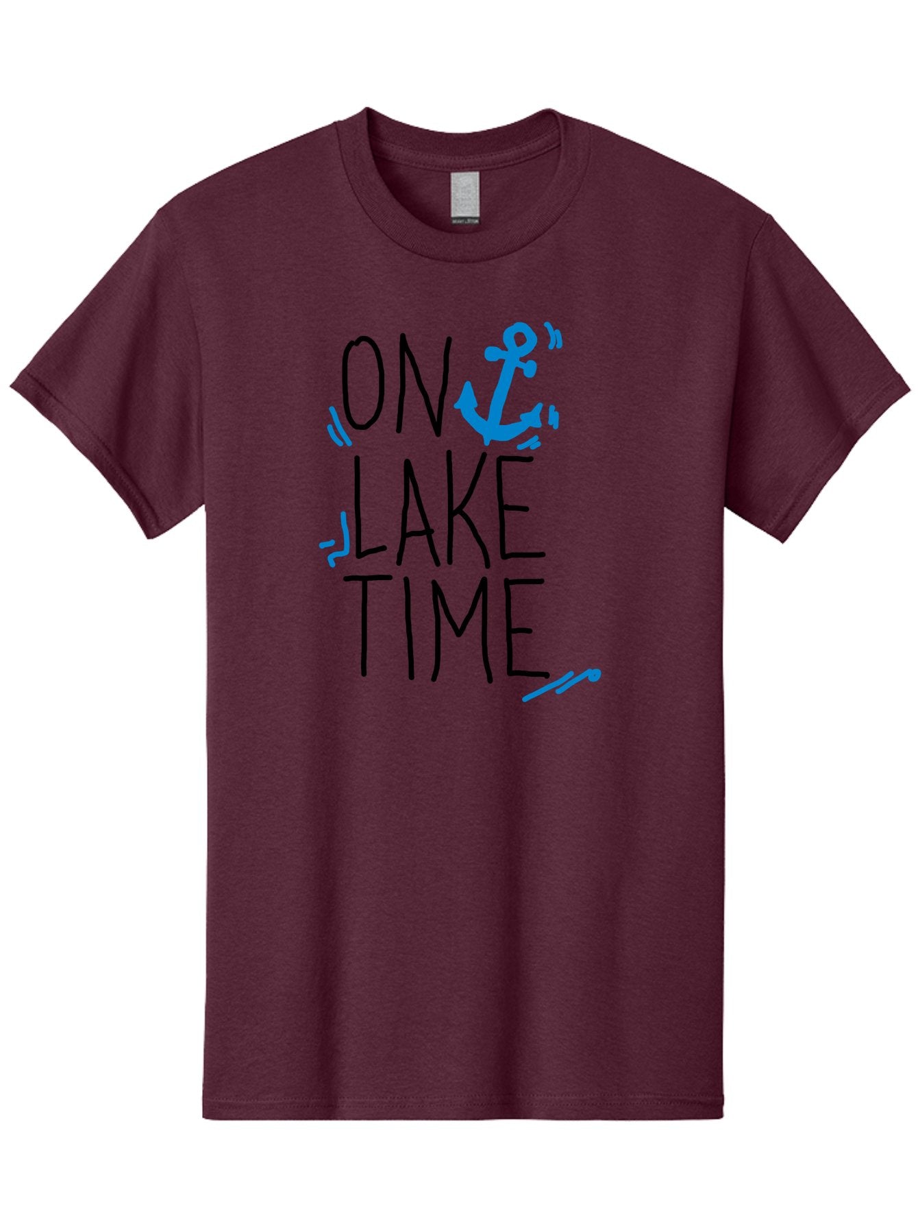 On-Lake-Time Men'S Graphic Tee, 100% Cotton, Comfortable Casual Summer Wear, Machine Washable, Lake Life, Anchor Symbol, Lake Time, Water Activities, Boating, Sailing, Relaxation, Leisure Time, Summer Fun, Nautical Theme -  Aaa105 9