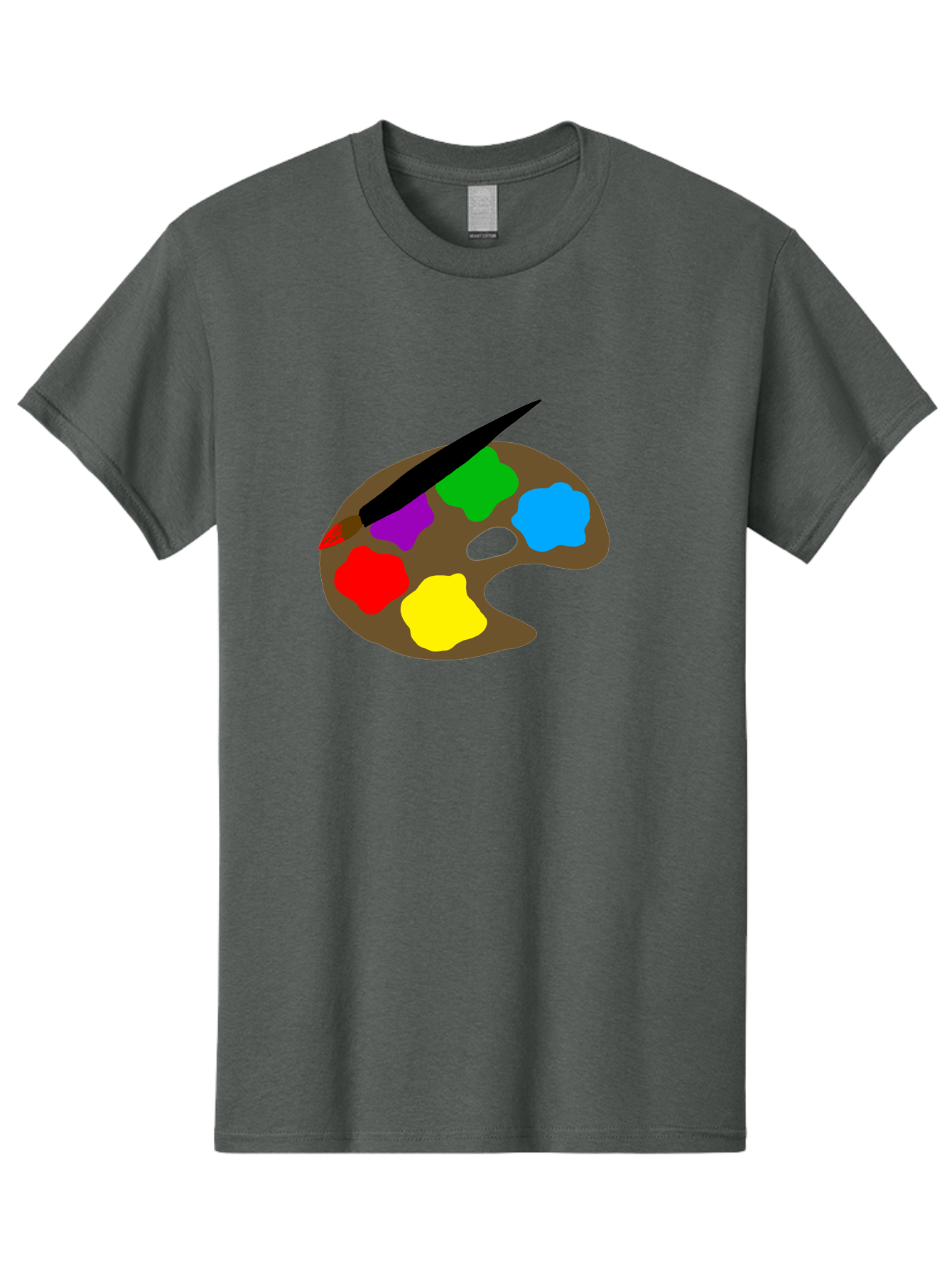 Paint-Palette Men'S Graphic Tee, 100% Cotton, Comfortable Casual Summer Wear, Machine Washable, Artist'S Palette, Painting Supplies, Colorful Paints, Artistic Tools, Creative Expression, Vibrant Colors, Red, Yellow, Blue, Green, Purple -  Aaa107 29