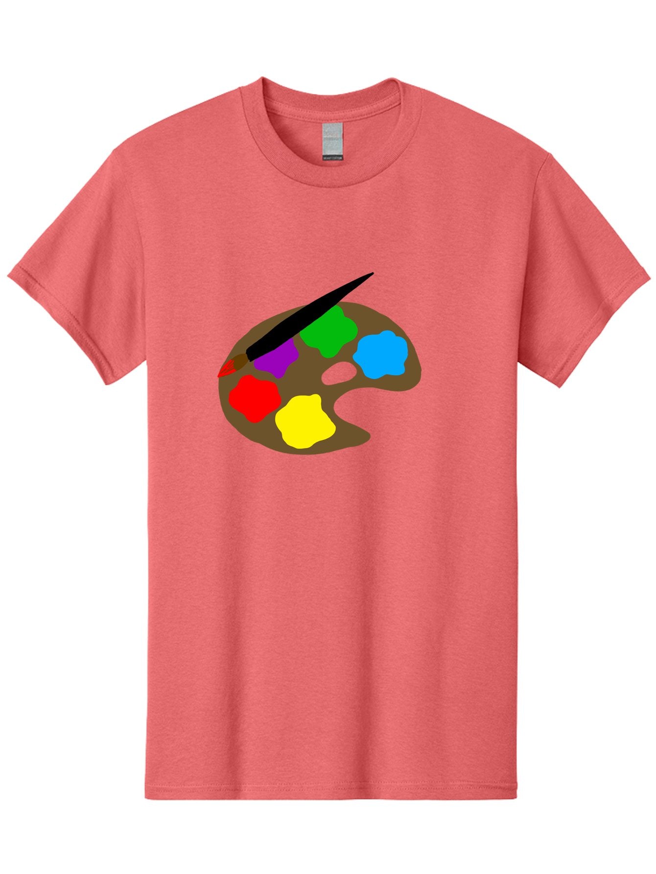 Paint-Palette Men'S Graphic Tee, 100% Cotton, Comfortable Casual Summer Wear, Machine Washable, Artist'S Palette, Painting Supplies, Colorful Paints, Artistic Tools, Creative Expression, Vibrant Colors, Red, Yellow, Blue, Green, Purple -  Aaa107 21