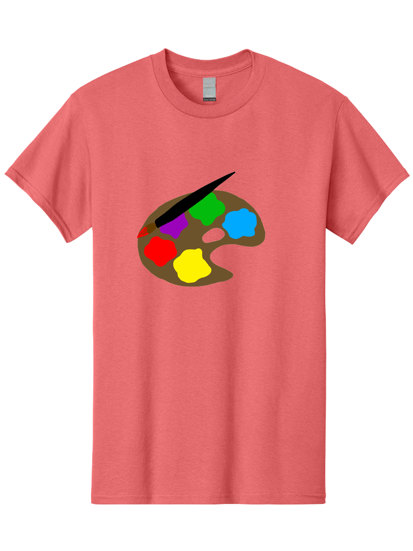 Paint-Palette Men'S Graphic Tee, 100% Cotton, Comfortable Casual Summer Wear, Machine Washable, Artist'S Palette, Painting Supplies, Colorful Paints, Artistic Tools, Creative Expression, Vibrant Colors, Red, Yellow, Blue, Green, Purple -  Aaa107 21