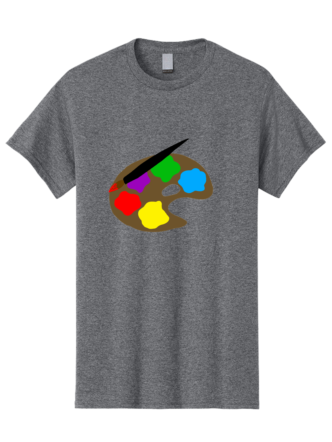 Paint-Palette Men'S Graphic Tee, 100% Cotton, Comfortable Casual Summer Wear, Machine Washable, Artist'S Palette, Painting Supplies, Colorful Paints, Artistic Tools, Creative Expression, Vibrant Colors, Red, Yellow, Blue, Green, Purple -  Aaa107 17