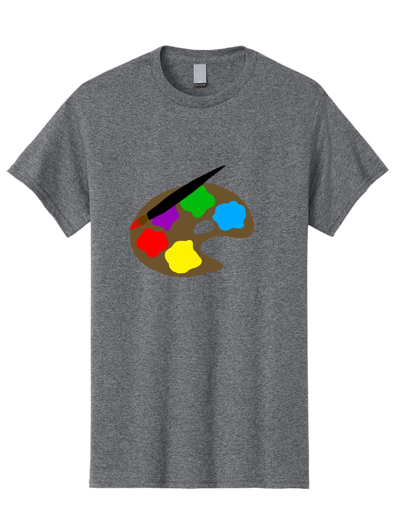 Paint-Palette Men'S Graphic Tee, 100% Cotton, Comfortable Casual Summer Wear, Machine Washable, Artist'S Palette, Painting Supplies, Colorful Paints, Artistic Tools, Creative Expression, Vibrant Colors, Red, Yellow, Blue, Green, Purple -  Aaa107 23