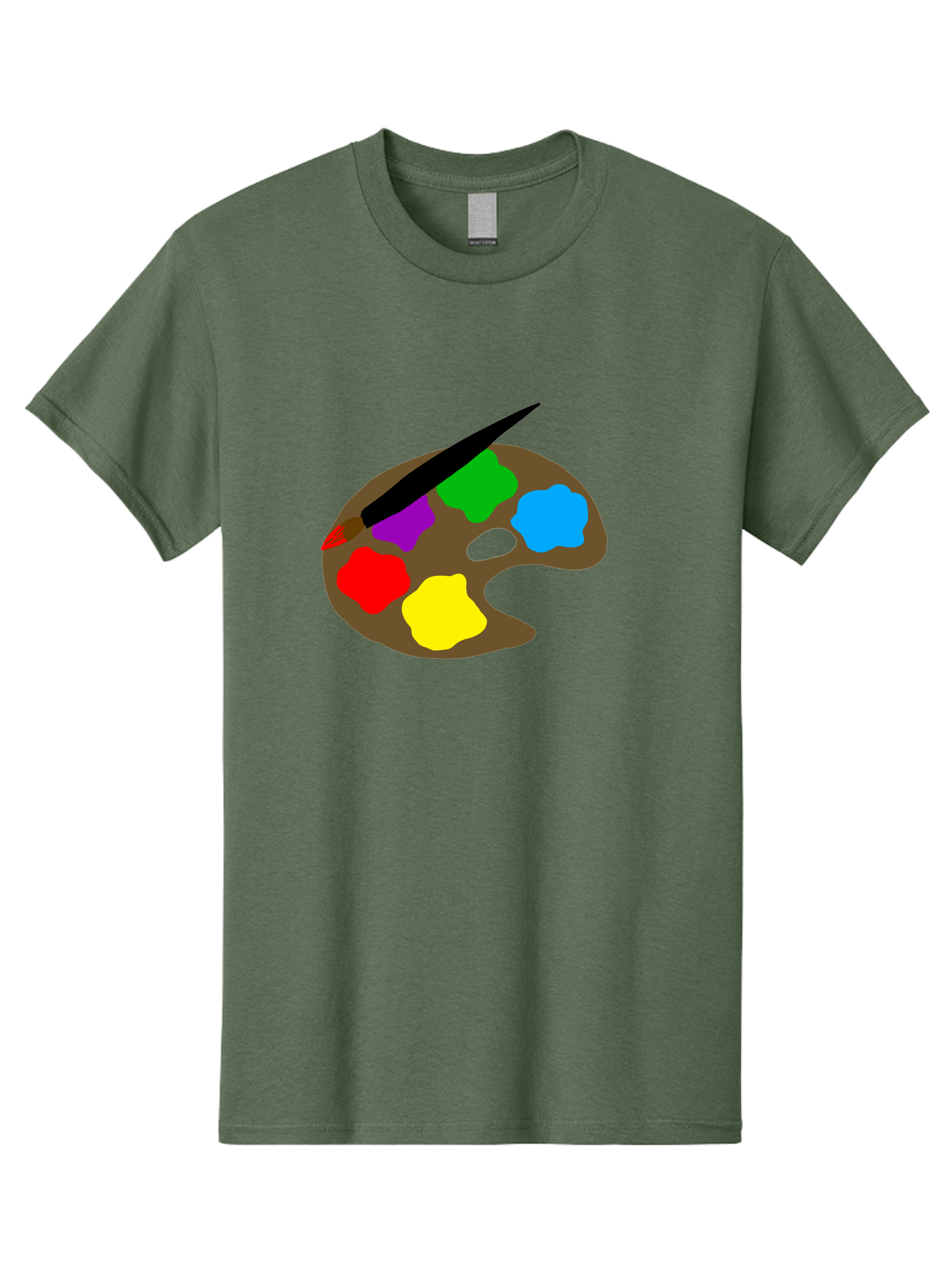 Paint-Palette Men'S Graphic Tee, 100% Cotton, Comfortable Casual Summer Wear, Machine Washable, Artist'S Palette, Painting Supplies, Colorful Paints, Artistic Tools, Creative Expression, Vibrant Colors, Red, Yellow, Blue, Green, Purple -  Aaa107 11