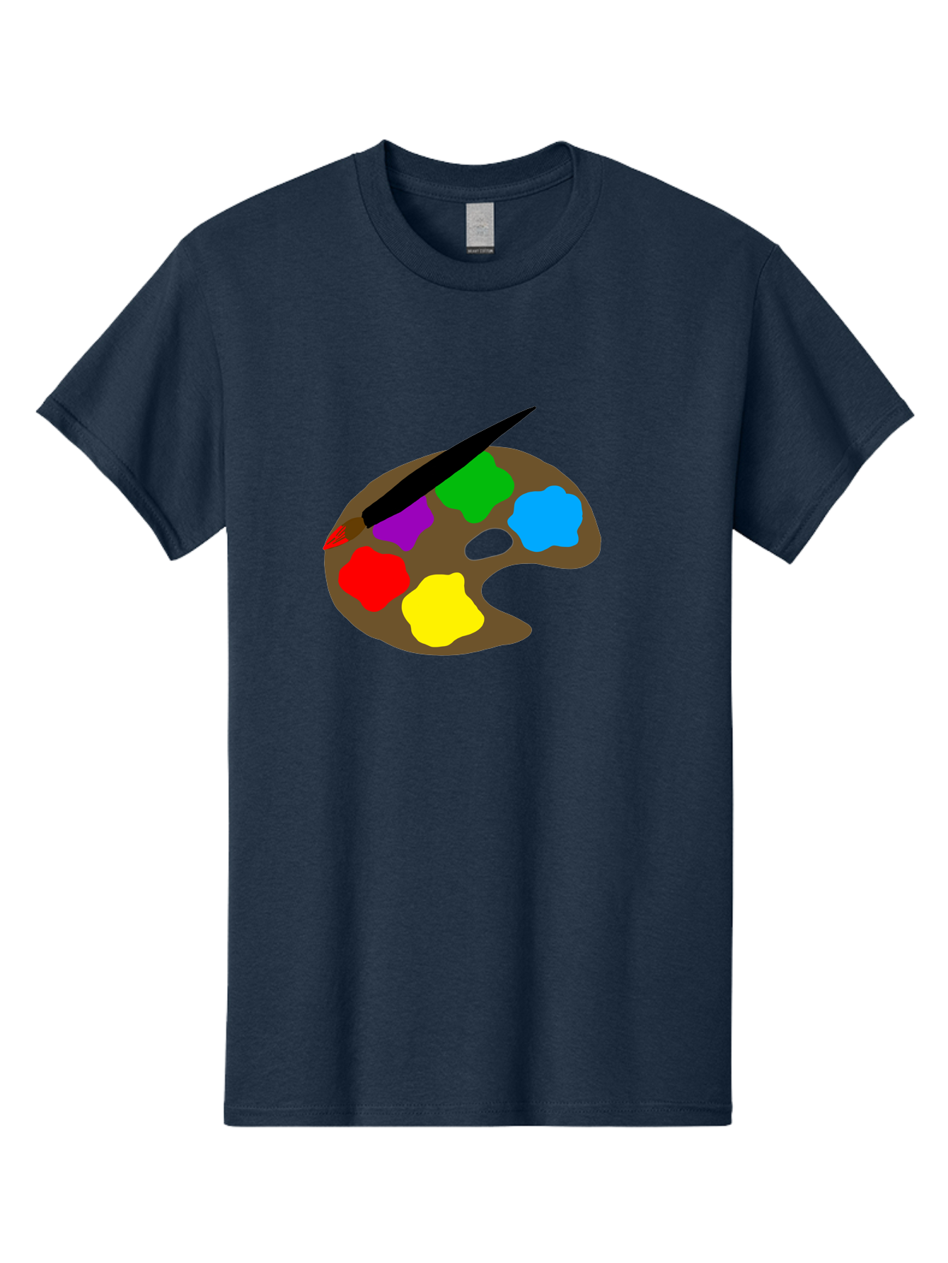 Paint-Palette Men'S Graphic Tee, 100% Cotton, Comfortable Casual Summer Wear, Machine Washable, Artist'S Palette, Painting Supplies, Colorful Paints, Artistic Tools, Creative Expression, Vibrant Colors, Red, Yellow, Blue, Green, Purple -  Aaa107 9