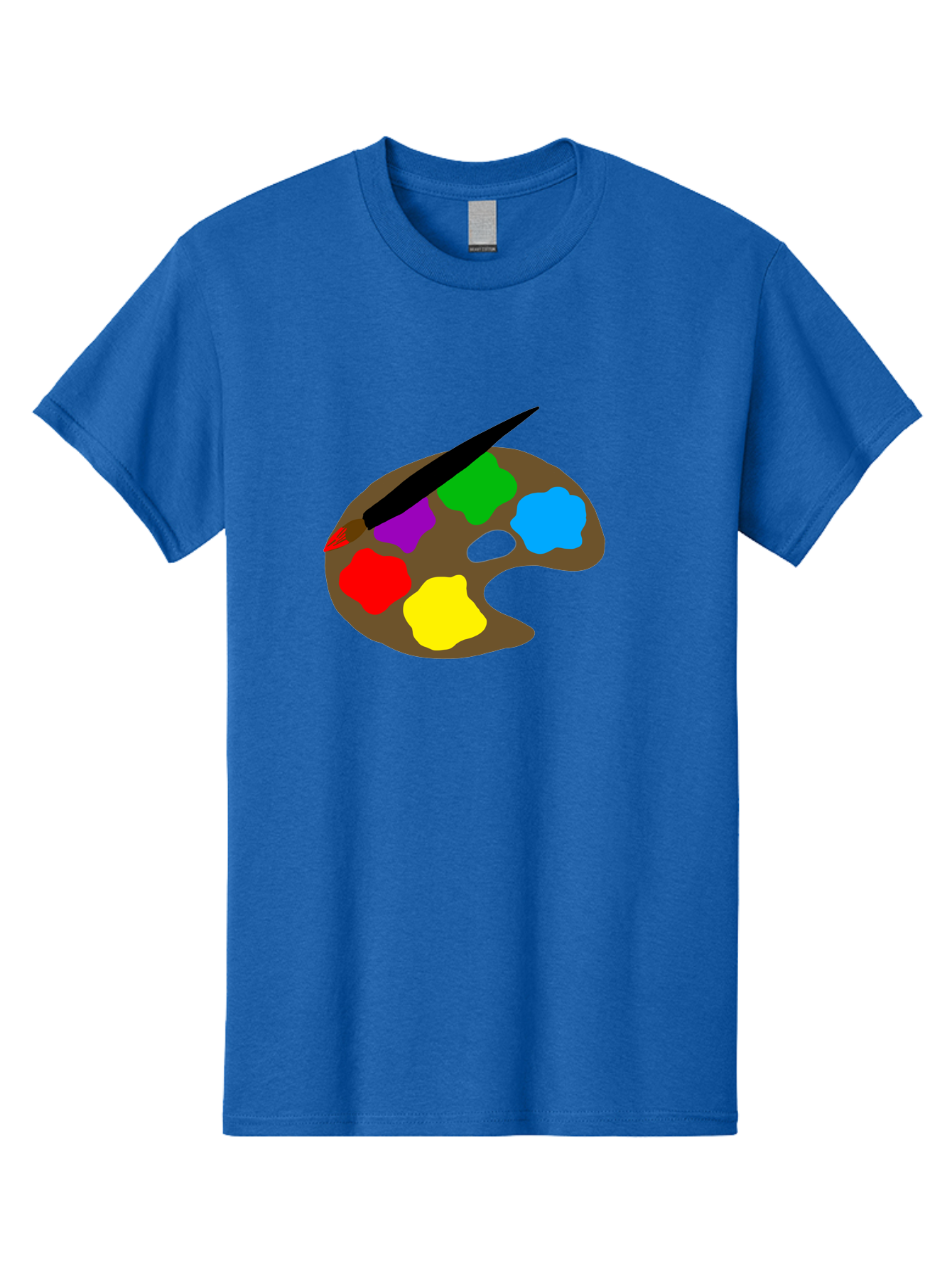 Paint-Palette Men'S Graphic Tee, 100% Cotton, Comfortable Casual Summer Wear, Machine Washable, Artist'S Palette, Painting Supplies, Colorful Paints, Artistic Tools, Creative Expression, Vibrant Colors, Red, Yellow, Blue, Green, Purple -  Aaa107 27