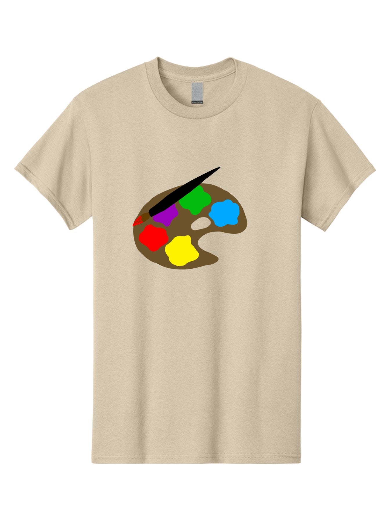 Paint-Palette Men'S Graphic Tee, 100% Cotton, Comfortable Casual Summer Wear, Machine Washable, Artist'S Palette, Painting Supplies, Colorful Paints, Artistic Tools, Creative Expression, Vibrant Colors, Red, Yellow, Blue, Green, Purple -  Aaa107 11