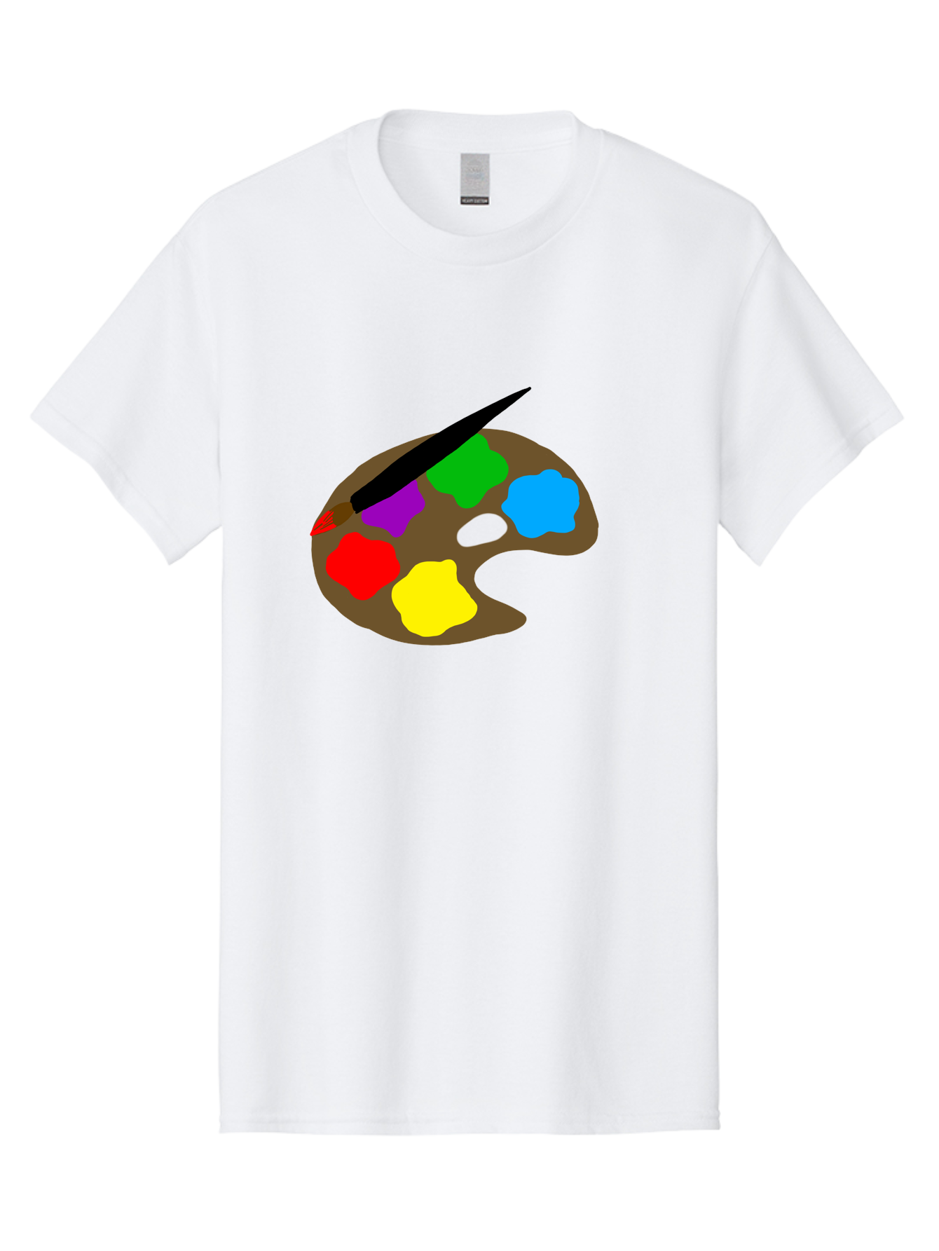 Paint-Palette Men'S Graphic Tee, 100% Cotton, Comfortable Casual Summer Wear, Machine Washable, Artist'S Palette, Painting Supplies, Colorful Paints, Artistic Tools, Creative Expression, Vibrant Colors, Red, Yellow, Blue, Green, Purple -  Aaa107