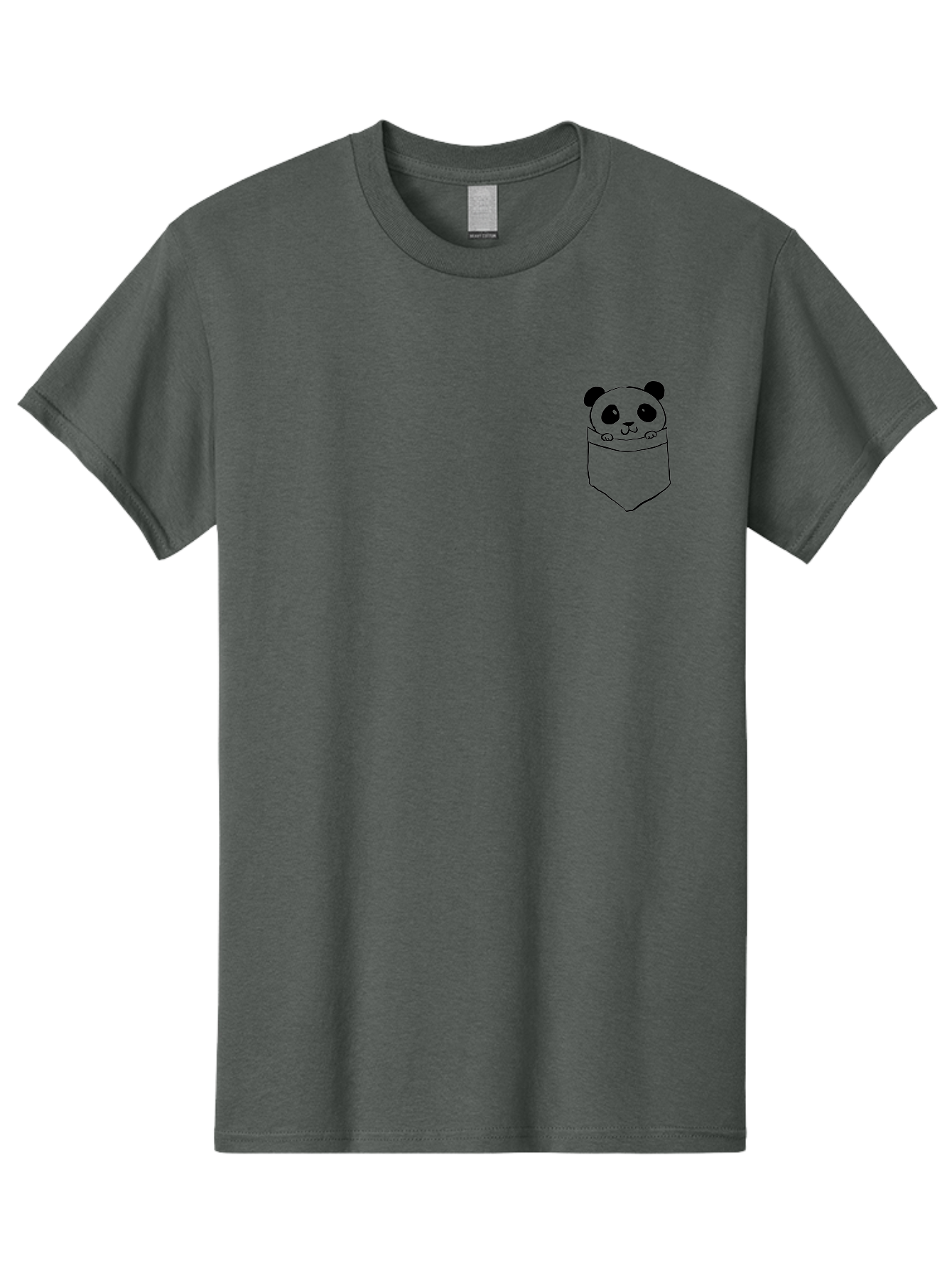 Panda-In-Pocket Men'S Graphic Tee, 100% Cotton, Comfortable Casual Summer Wear, Machine Washable, Cartoon Panda, Kawaii Animal, Pocket Friend, Cute Design, Minimalist Art, Adorable Character, Simple Illustration, Black Outline, Panda Bear -  Aaa108 21