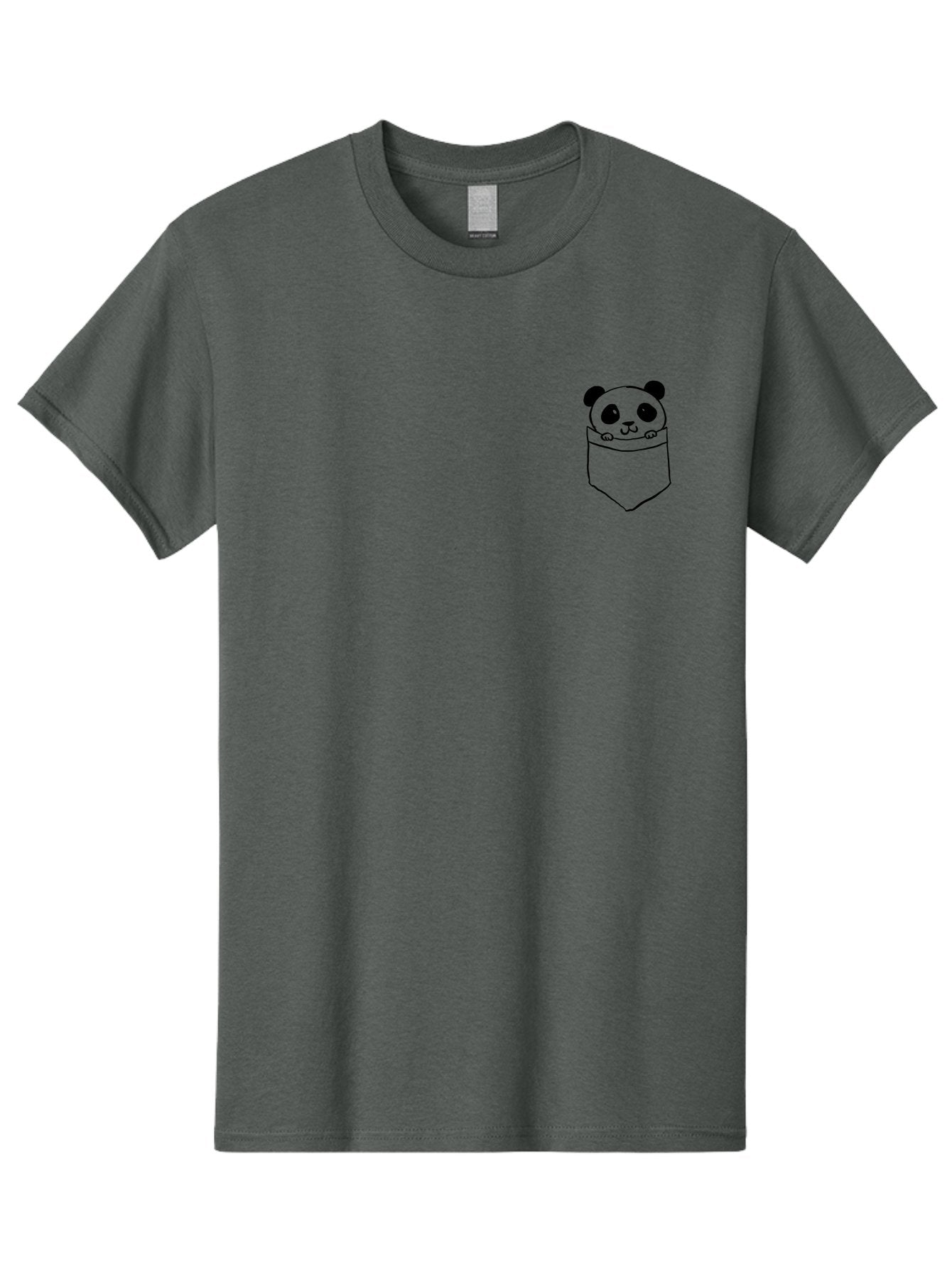 Panda-In-Pocket Men'S Graphic Tee, 100% Cotton, Comfortable Casual Summer Wear, Machine Washable, Cartoon Panda, Kawaii Animal, Pocket Friend, Cute Design, Minimalist Art, Adorable Character, Simple Illustration, Black Outline, Panda Bear -  Aaa108 27