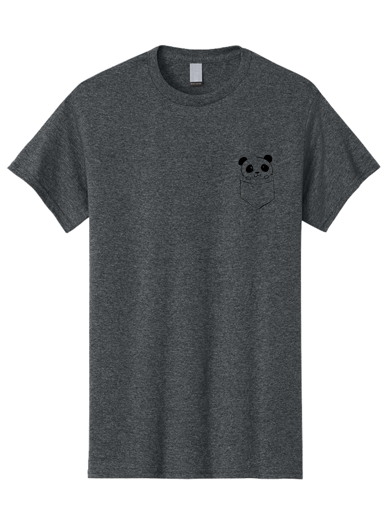 Panda-In-Pocket Men'S Graphic Tee, 100% Cotton, Comfortable Casual Summer Wear, Machine Washable, Cartoon Panda, Kawaii Animal, Pocket Friend, Cute Design, Minimalist Art, Adorable Character, Simple Illustration, Black Outline, Panda Bear -  Aaa108 19