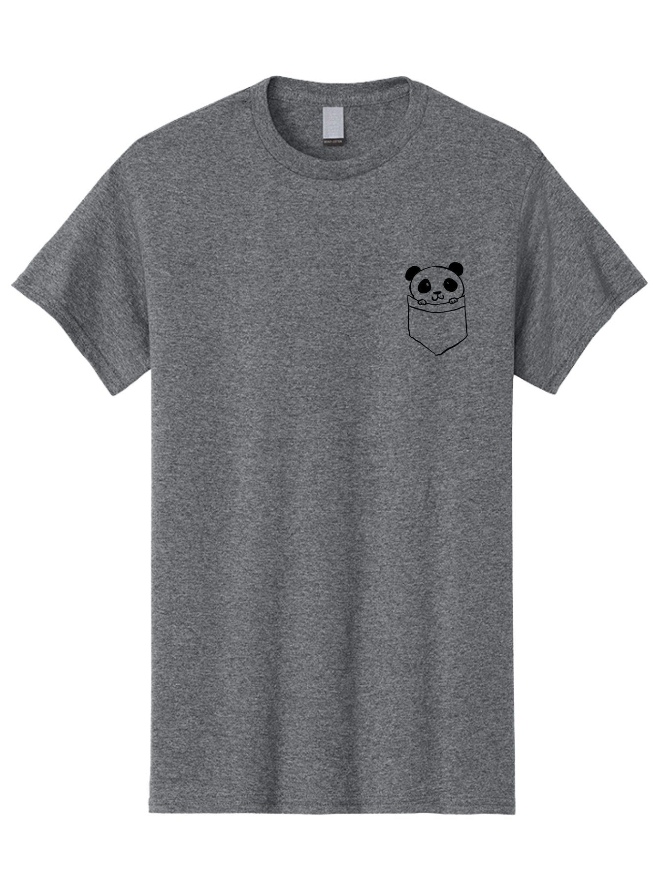 Panda-In-Pocket Men'S Graphic Tee, 100% Cotton, Comfortable Casual Summer Wear, Machine Washable, Cartoon Panda, Kawaii Animal, Pocket Friend, Cute Design, Minimalist Art, Adorable Character, Simple Illustration, Black Outline, Panda Bear -  Aaa108 29