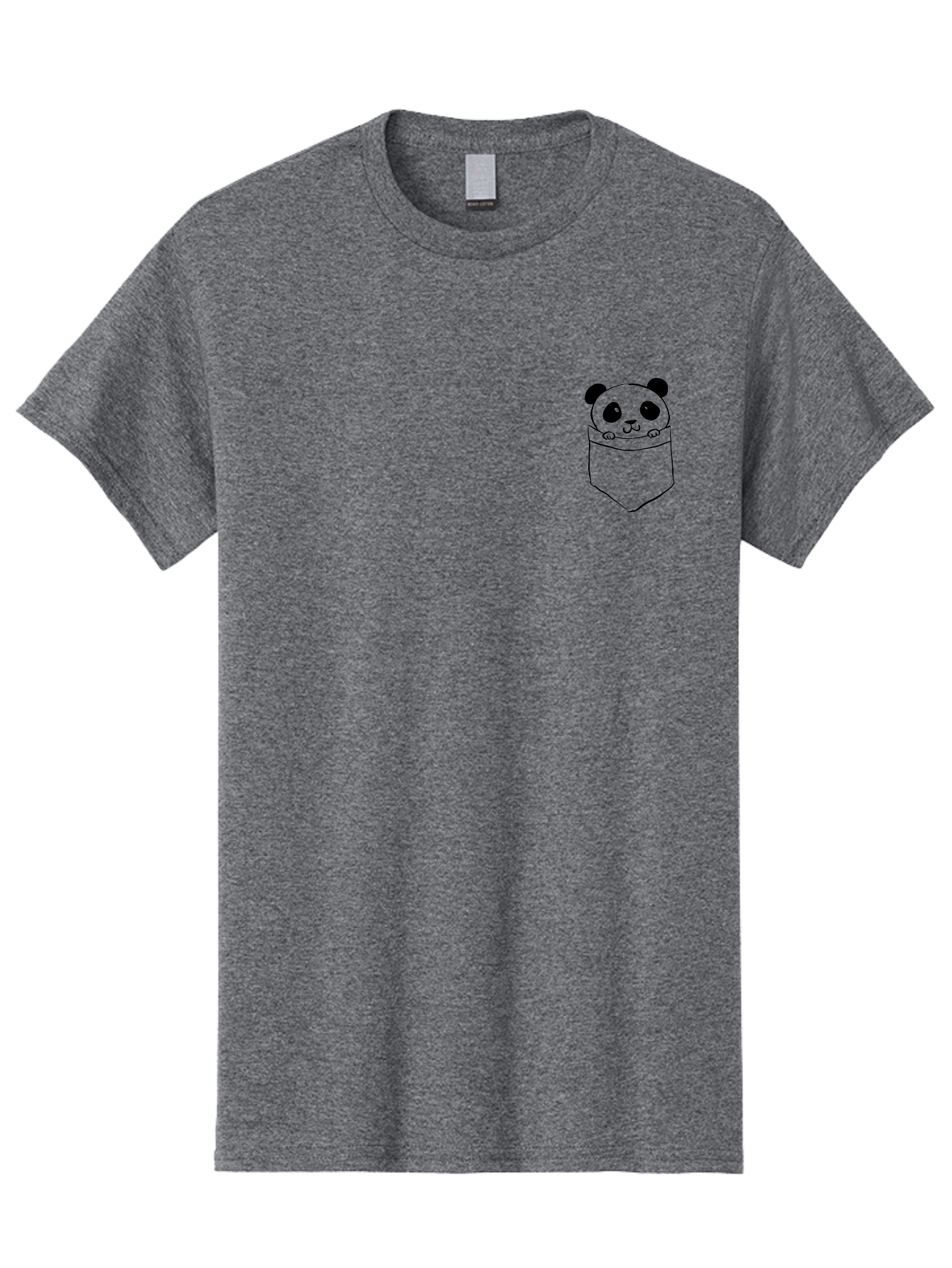 Panda-In-Pocket Men'S Graphic Tee, 100% Cotton, Comfortable Casual Summer Wear, Machine Washable, Cartoon Panda, Kawaii Animal, Pocket Friend, Cute Design, Minimalist Art, Adorable Character, Simple Illustration, Black Outline, Panda Bear -  Aaa108