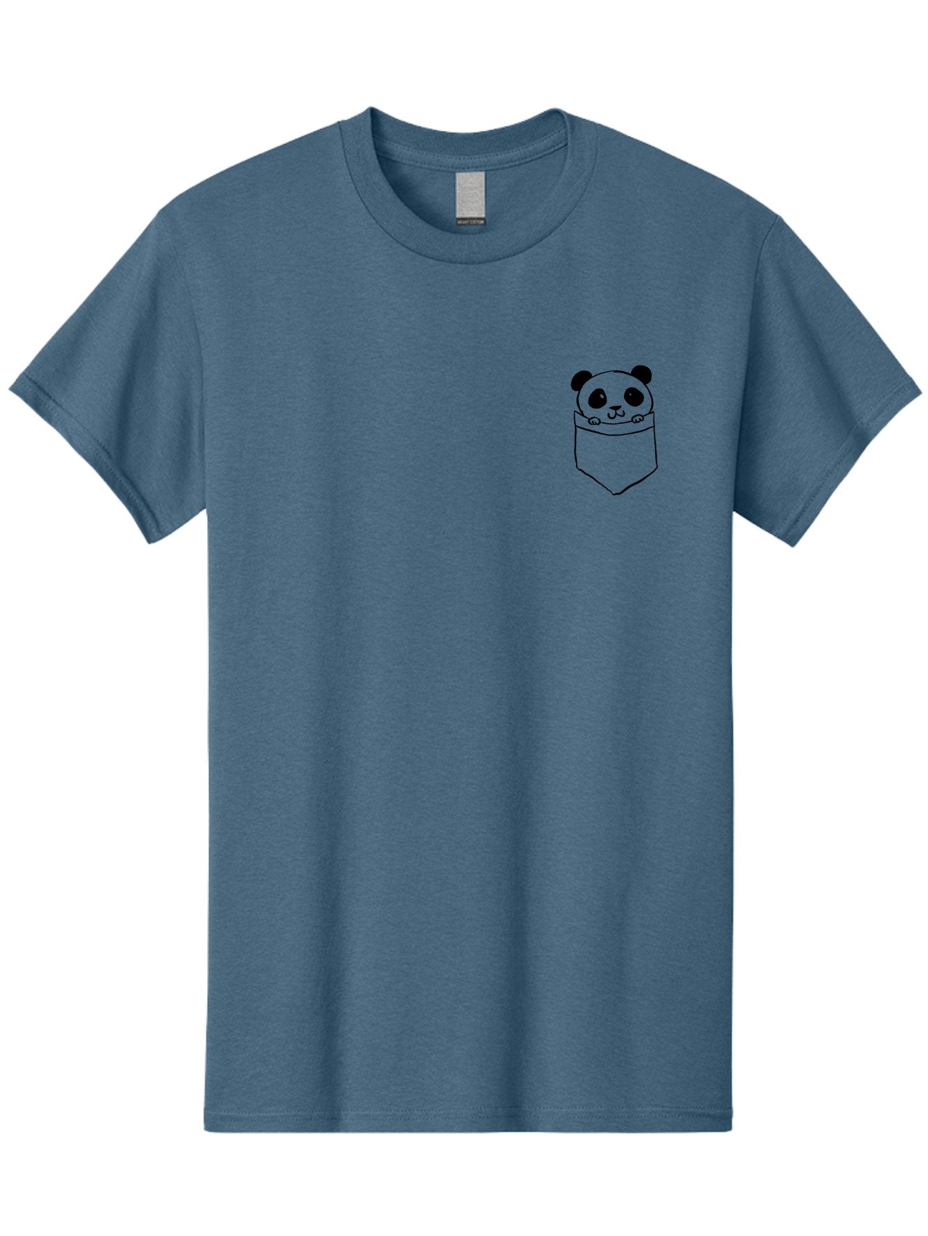 Panda-In-Pocket Men'S Graphic Tee, 100% Cotton, Comfortable Casual Summer Wear, Machine Washable, Cartoon Panda, Kawaii Animal, Pocket Friend, Cute Design, Minimalist Art, Adorable Character, Simple Illustration, Black Outline, Panda Bear -  Aaa108 7