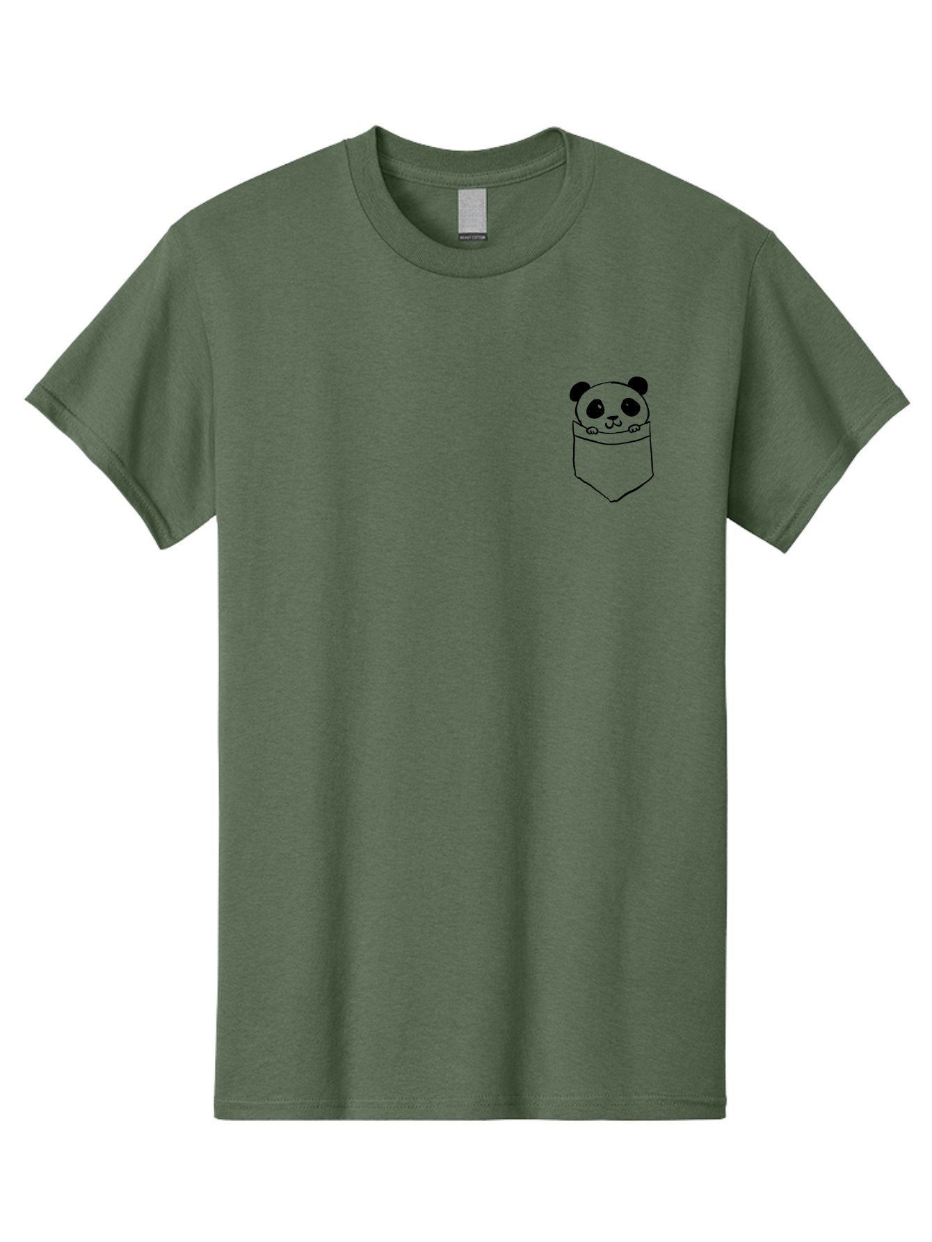 Panda-In-Pocket Men'S Graphic Tee, 100% Cotton, Comfortable Casual Summer Wear, Machine Washable, Cartoon Panda, Kawaii Animal, Pocket Friend, Cute Design, Minimalist Art, Adorable Character, Simple Illustration, Black Outline, Panda Bear -  Aaa108 17
