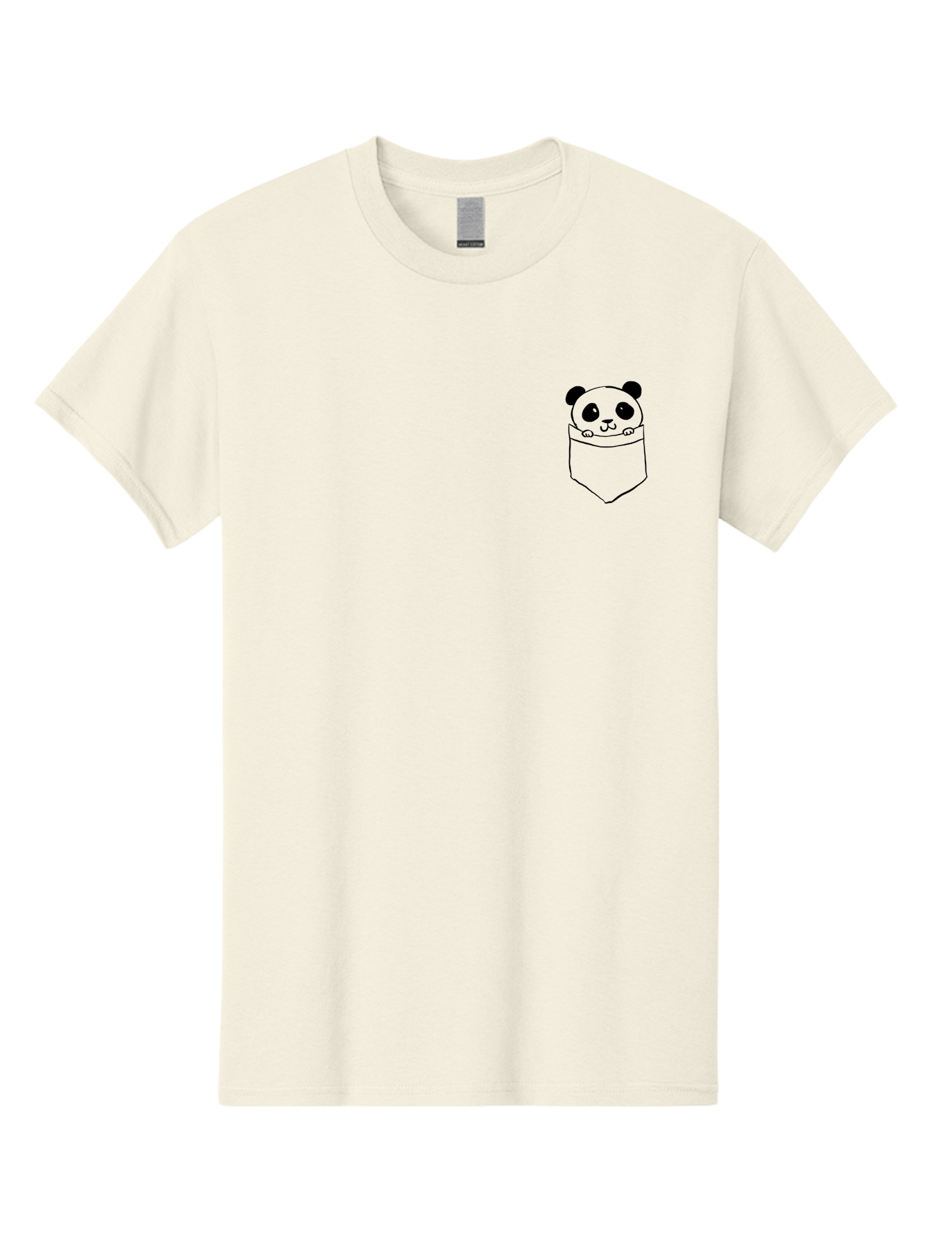 Panda-In-Pocket Men'S Graphic Tee, 100% Cotton, Comfortable Casual Summer Wear, Machine Washable, Cartoon Panda, Kawaii Animal, Pocket Friend, Cute Design, Minimalist Art, Adorable Character, Simple Illustration, Black Outline, Panda Bear -  Aaa108 23