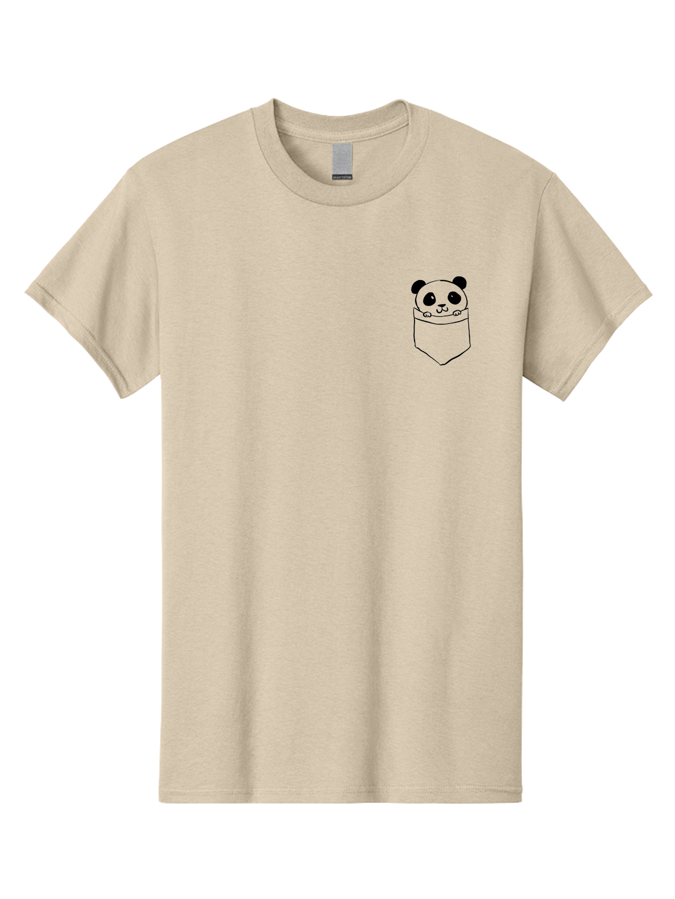 Panda-In-Pocket Men'S Graphic Tee, 100% Cotton, Comfortable Casual Summer Wear, Machine Washable, Cartoon Panda, Kawaii Animal, Pocket Friend, Cute Design, Minimalist Art, Adorable Character, Simple Illustration, Black Outline, Panda Bear -  Aaa108 17