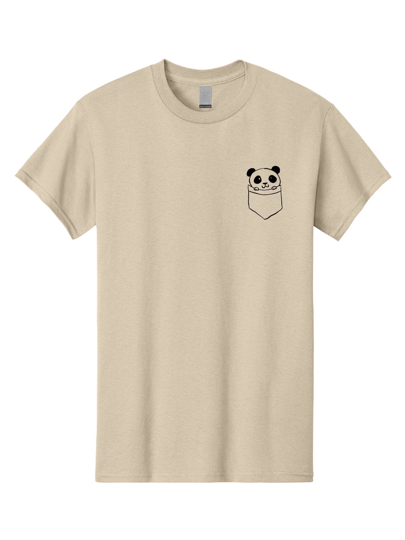 Panda-In-Pocket Men'S Graphic Tee, 100% Cotton, Comfortable Casual Summer Wear, Machine Washable, Cartoon Panda, Kawaii Animal, Pocket Friend, Cute Design, Minimalist Art, Adorable Character, Simple Illustration, Black Outline, Panda Bear -  Aaa108 3