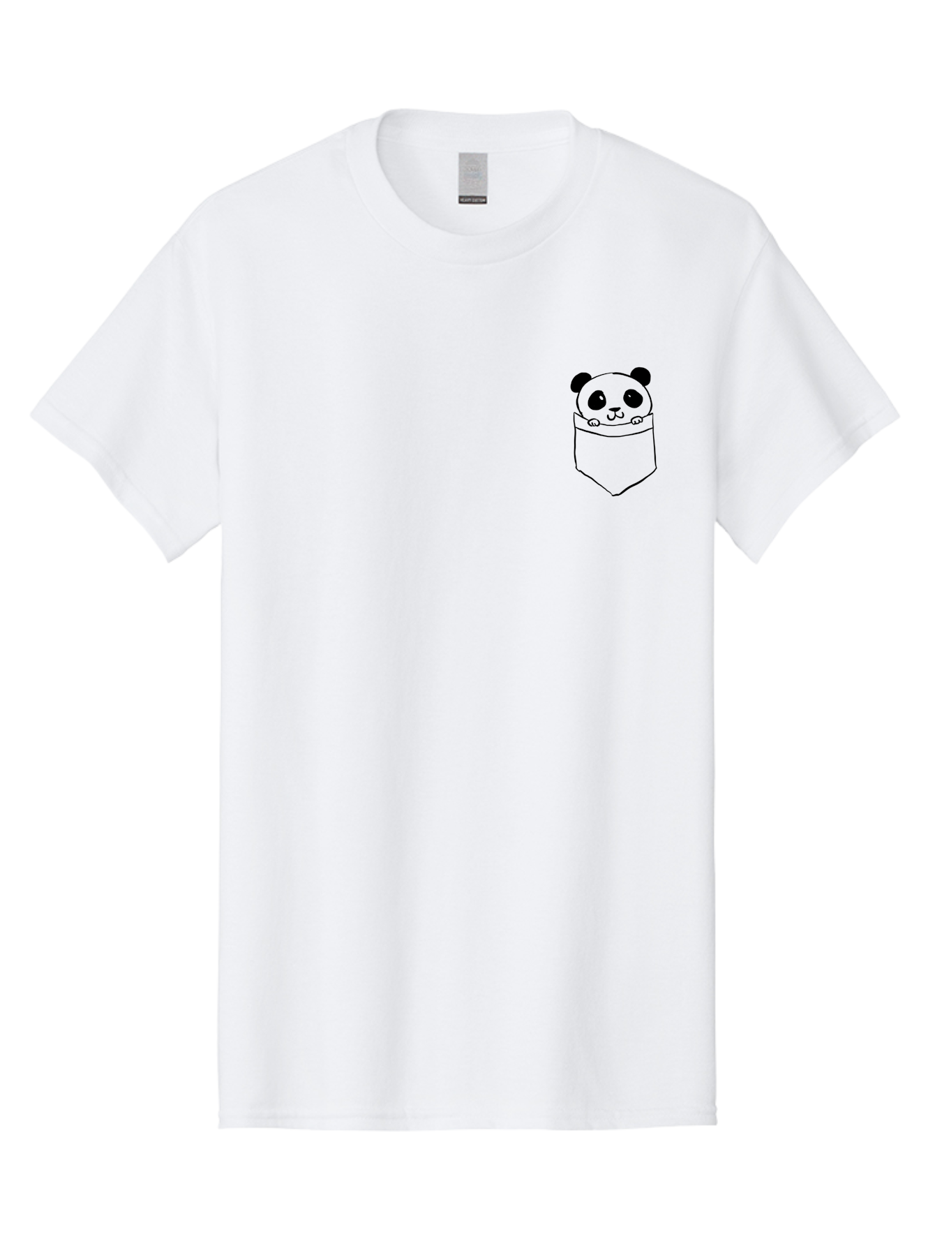 Panda-In-Pocket Men'S Graphic Tee, 100% Cotton, Comfortable Casual Summer Wear, Machine Washable, Cartoon Panda, Kawaii Animal, Pocket Friend, Cute Design, Minimalist Art, Adorable Character, Simple Illustration, Black Outline, Panda Bear -  Aaa108 15