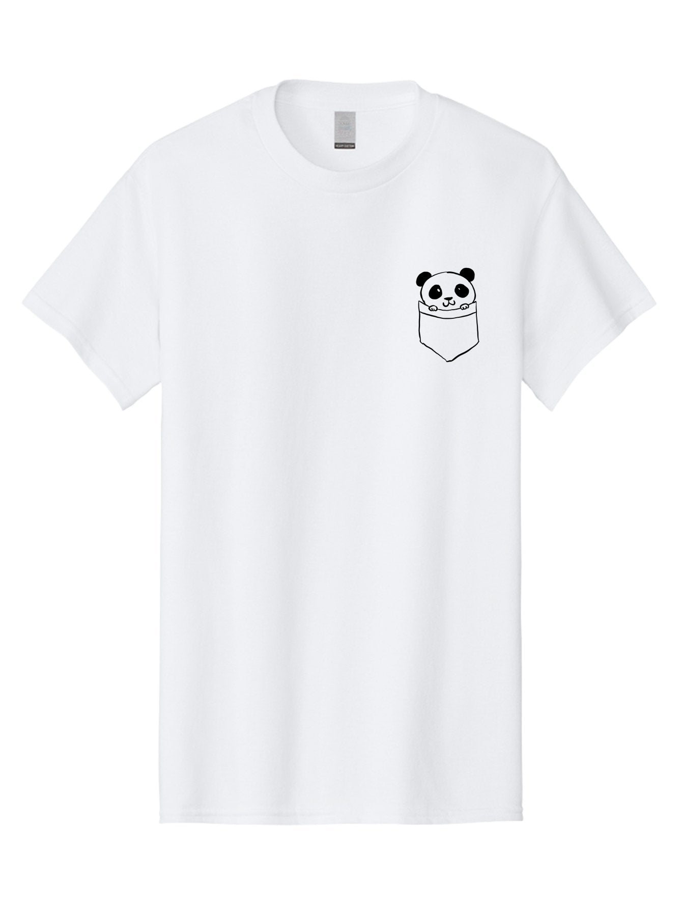 Panda-In-Pocket Men'S Graphic Tee, 100% Cotton, Comfortable Casual Summer Wear, Machine Washable, Cartoon Panda, Kawaii Animal, Pocket Friend, Cute Design, Minimalist Art, Adorable Character, Simple Illustration, Black Outline, Panda Bear -  Aaa108 19