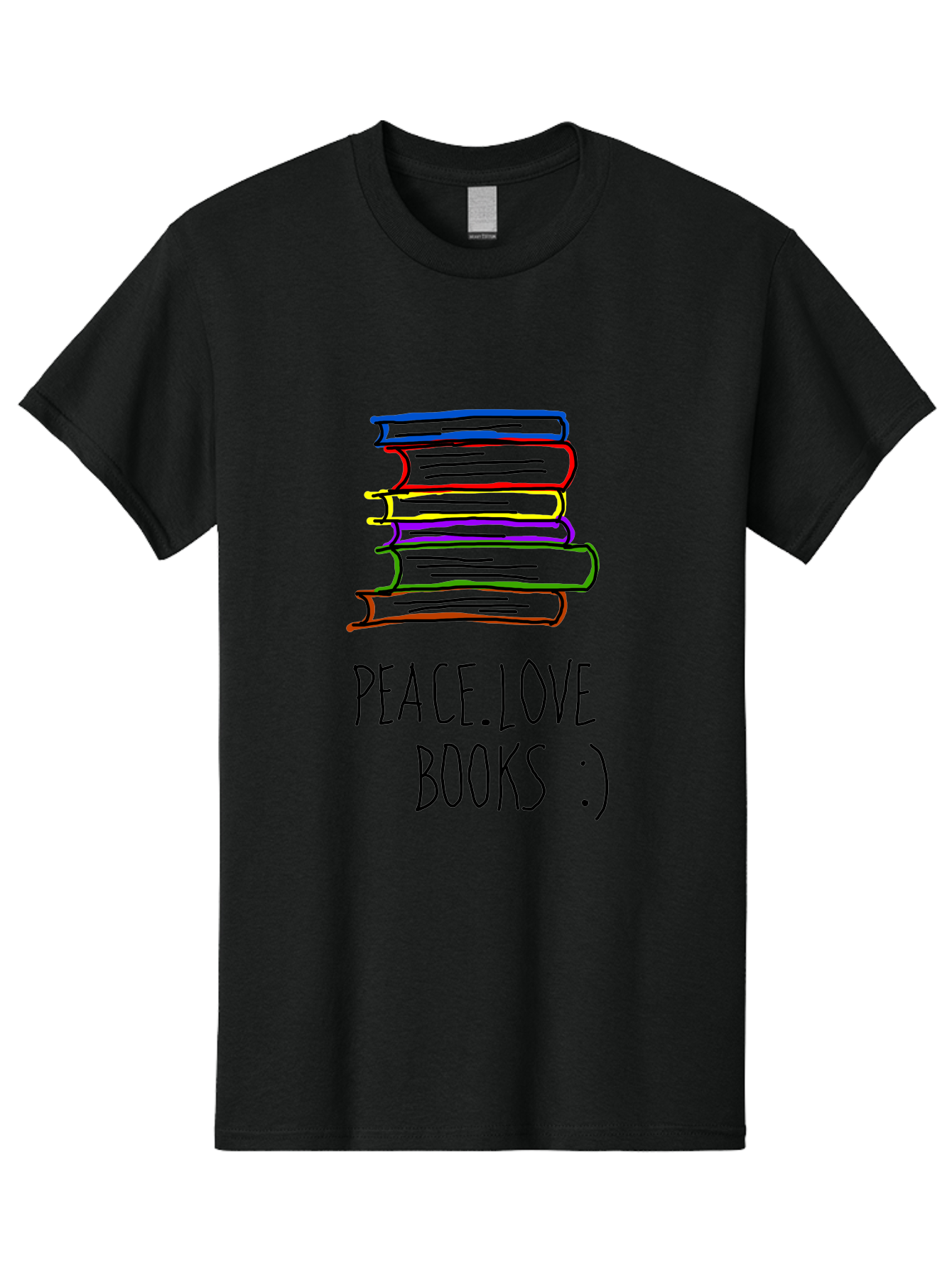 Peace-Love-Books Men'S Graphic Tee, 100% Cotton, Comfortable Casual Summer Wear, Machine Washable, Stack Of Books, Love For Reading, Peaceful Atmosphere, Inspirational Quote, Book Lovers, Reading Culture, Inspirational Message, -  Aaa109 15