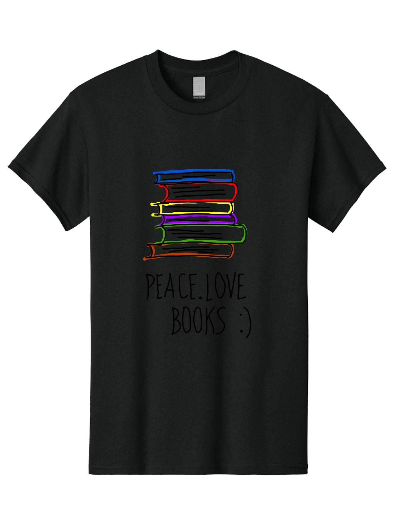 Peace-Love-Books Men'S Graphic Tee, 100% Cotton, Comfortable Casual Summer Wear, Machine Washable, Stack Of Books, Love For Reading, Peaceful Atmosphere, Inspirational Quote, Book Lovers, Reading Culture, Inspirational Message, -  Aaa109 21