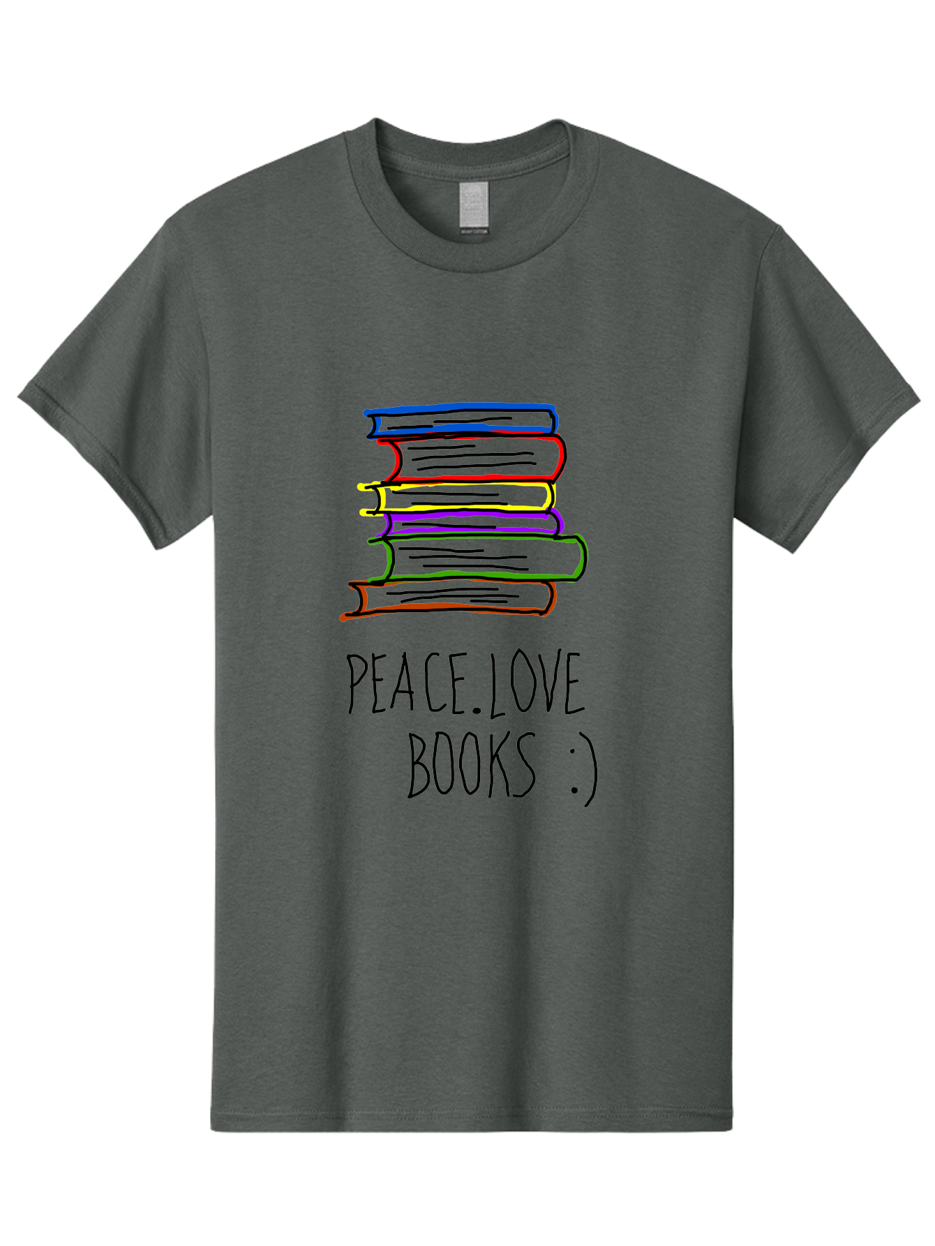 Peace-Love-Books Men'S Graphic Tee, 100% Cotton, Comfortable Casual Summer Wear, Machine Washable, Stack Of Books, Love For Reading, Peaceful Atmosphere, Inspirational Quote, Book Lovers, Reading Culture, Inspirational Message, -  Aaa109 17