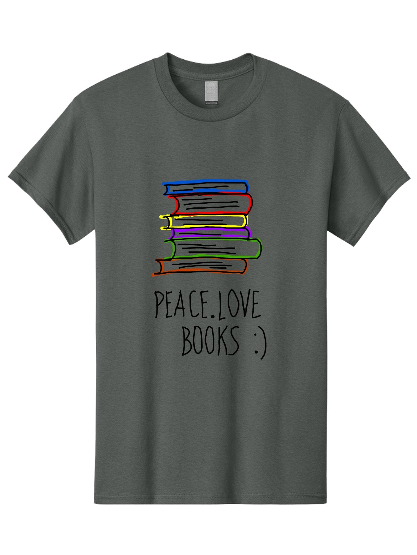 Peace-Love-Books Men'S Graphic Tee, 100% Cotton, Comfortable Casual Summer Wear, Machine Washable, Stack Of Books, Love For Reading, Peaceful Atmosphere, Inspirational Quote, Book Lovers, Reading Culture, Inspirational Message, -  Aaa109 13