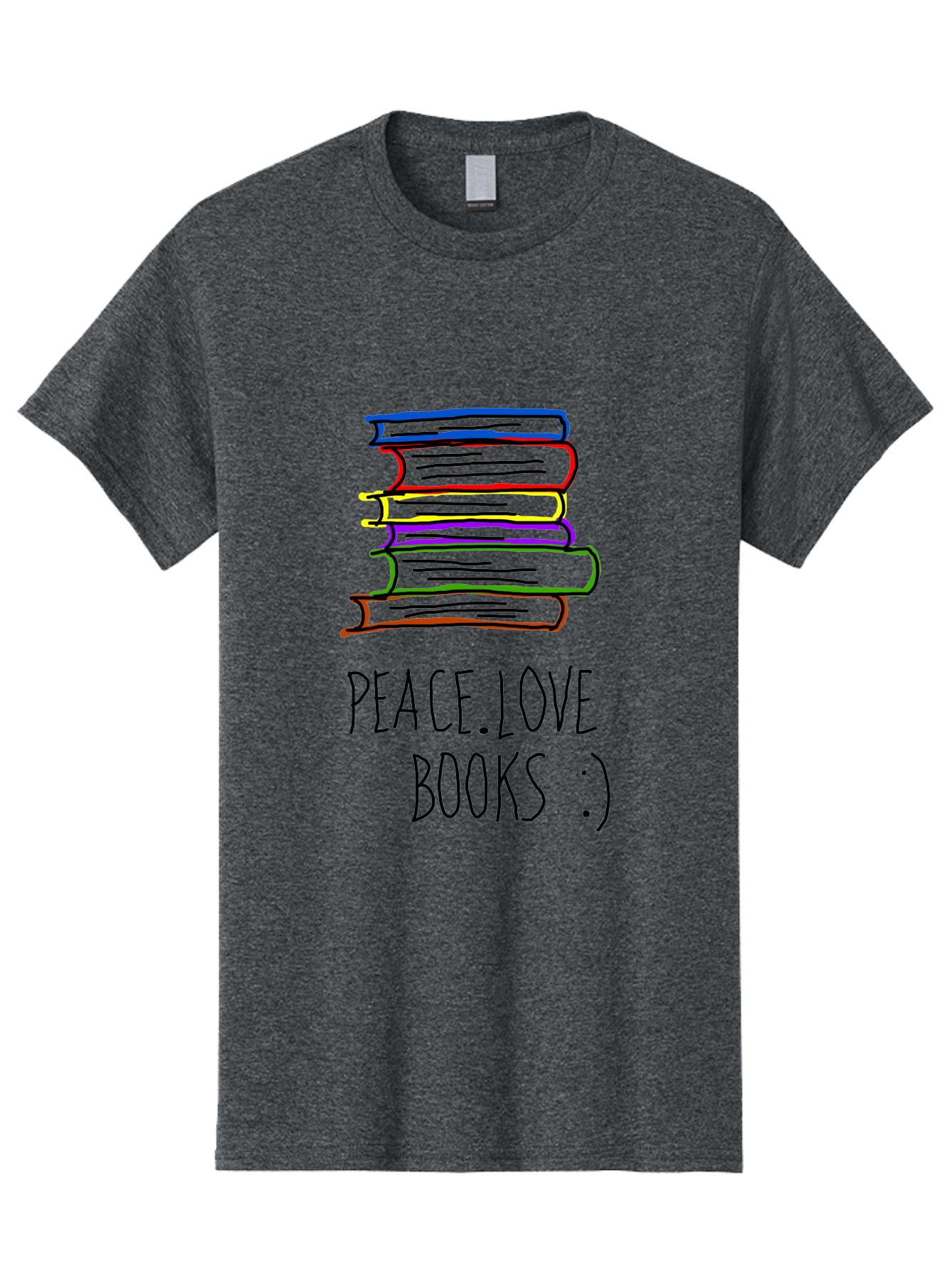 Peace-Love-Books Men'S Graphic Tee, 100% Cotton, Comfortable Casual Summer Wear, Machine Washable, Stack Of Books, Love For Reading, Peaceful Atmosphere, Inspirational Quote, Book Lovers, Reading Culture, Inspirational Message, -  Aaa109 25