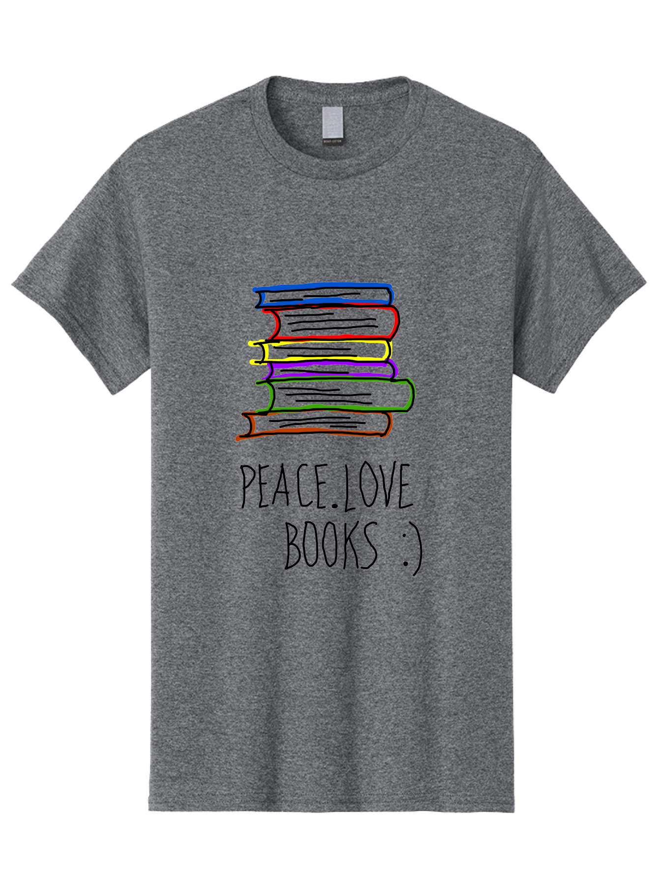 Peace-Love-Books Men'S Graphic Tee, 100% Cotton, Comfortable Casual Summer Wear, Machine Washable, Stack Of Books, Love For Reading, Peaceful Atmosphere, Inspirational Quote, Book Lovers, Reading Culture, Inspirational Message, -  Aaa109 7