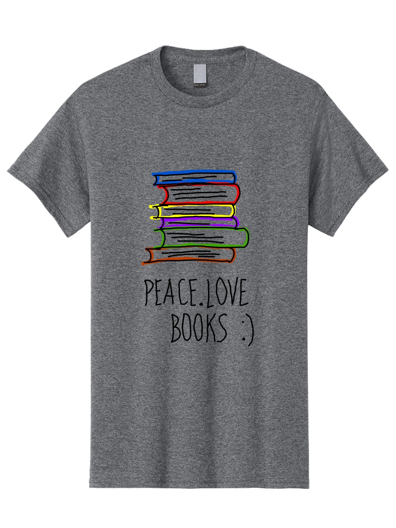 Peace-Love-Books Men'S Graphic Tee, 100% Cotton, Comfortable Casual Summer Wear, Machine Washable, Stack Of Books, Love For Reading, Peaceful Atmosphere, Inspirational Quote, Book Lovers, Reading Culture, Inspirational Message, -  Aaa109 27