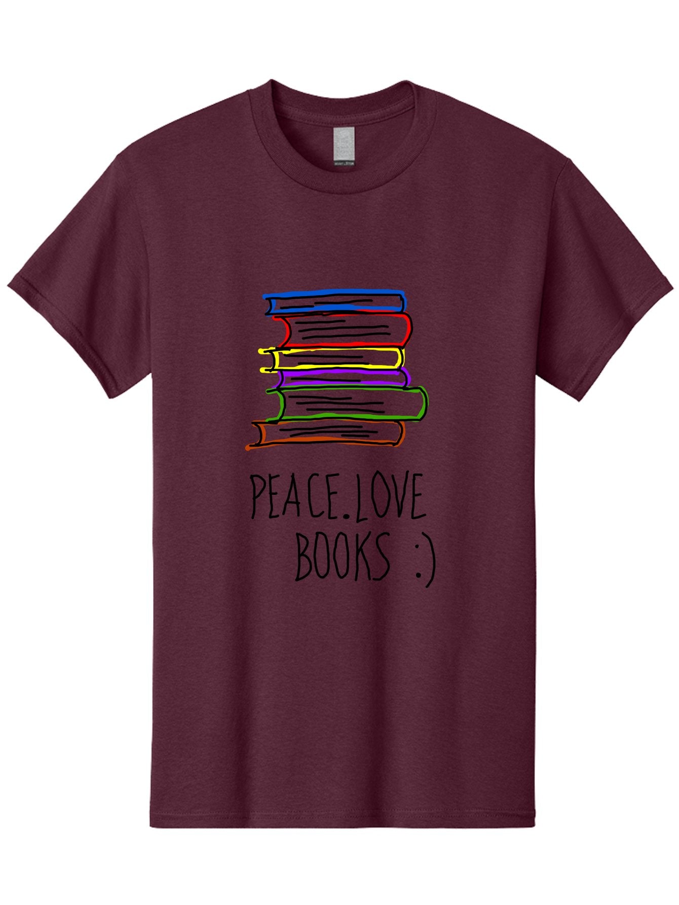 Peace-Love-Books Men'S Graphic Tee, 100% Cotton, Comfortable Casual Summer Wear, Machine Washable, Stack Of Books, Love For Reading, Peaceful Atmosphere, Inspirational Quote, Book Lovers, Reading Culture, Inspirational Message, -  Aaa109 7