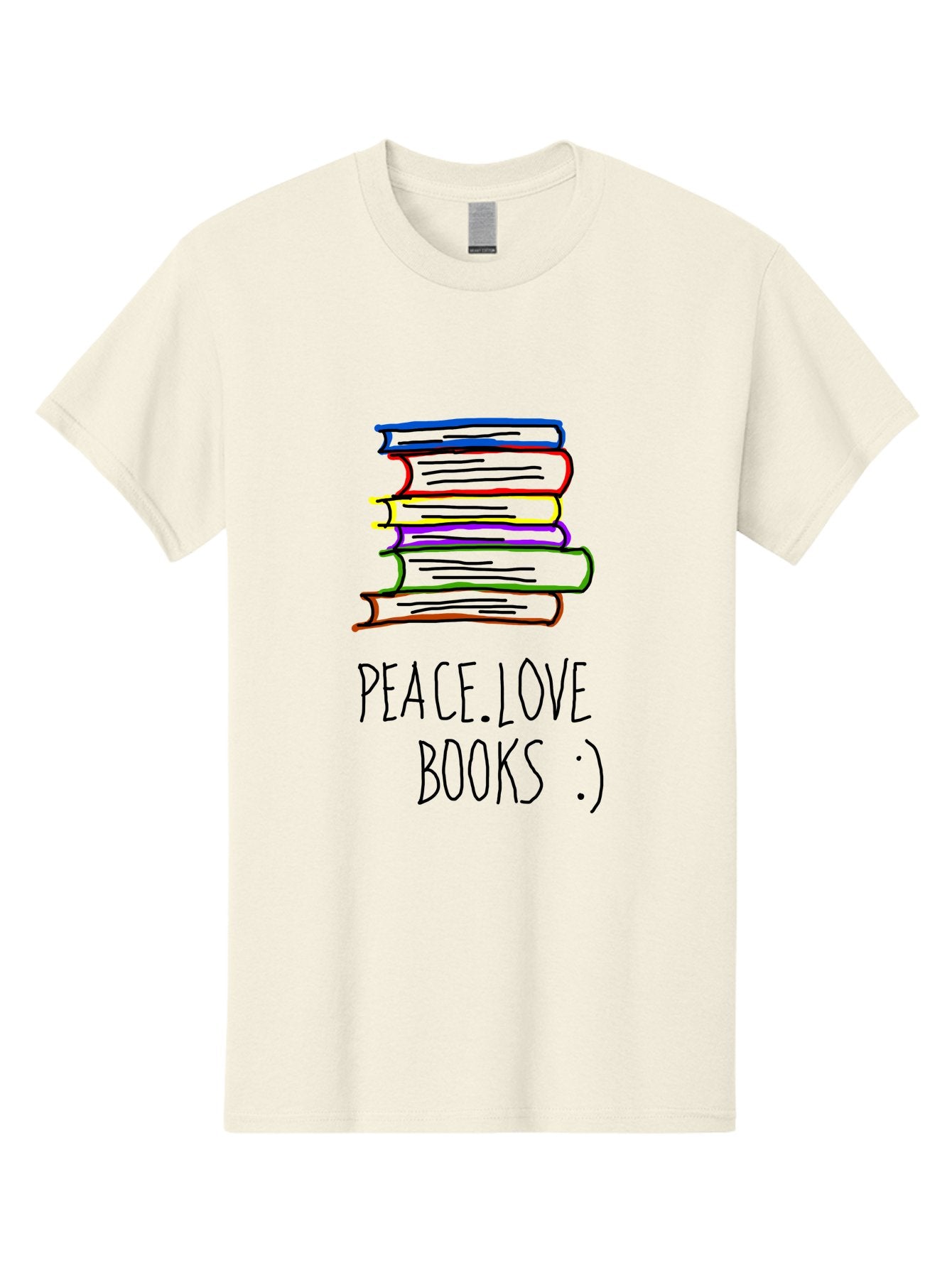 Peace-Love-Books Men'S Graphic Tee, 100% Cotton, Comfortable Casual Summer Wear, Machine Washable, Stack Of Books, Love For Reading, Peaceful Atmosphere, Inspirational Quote, Book Lovers, Reading Culture, Inspirational Message, -  Aaa109 17